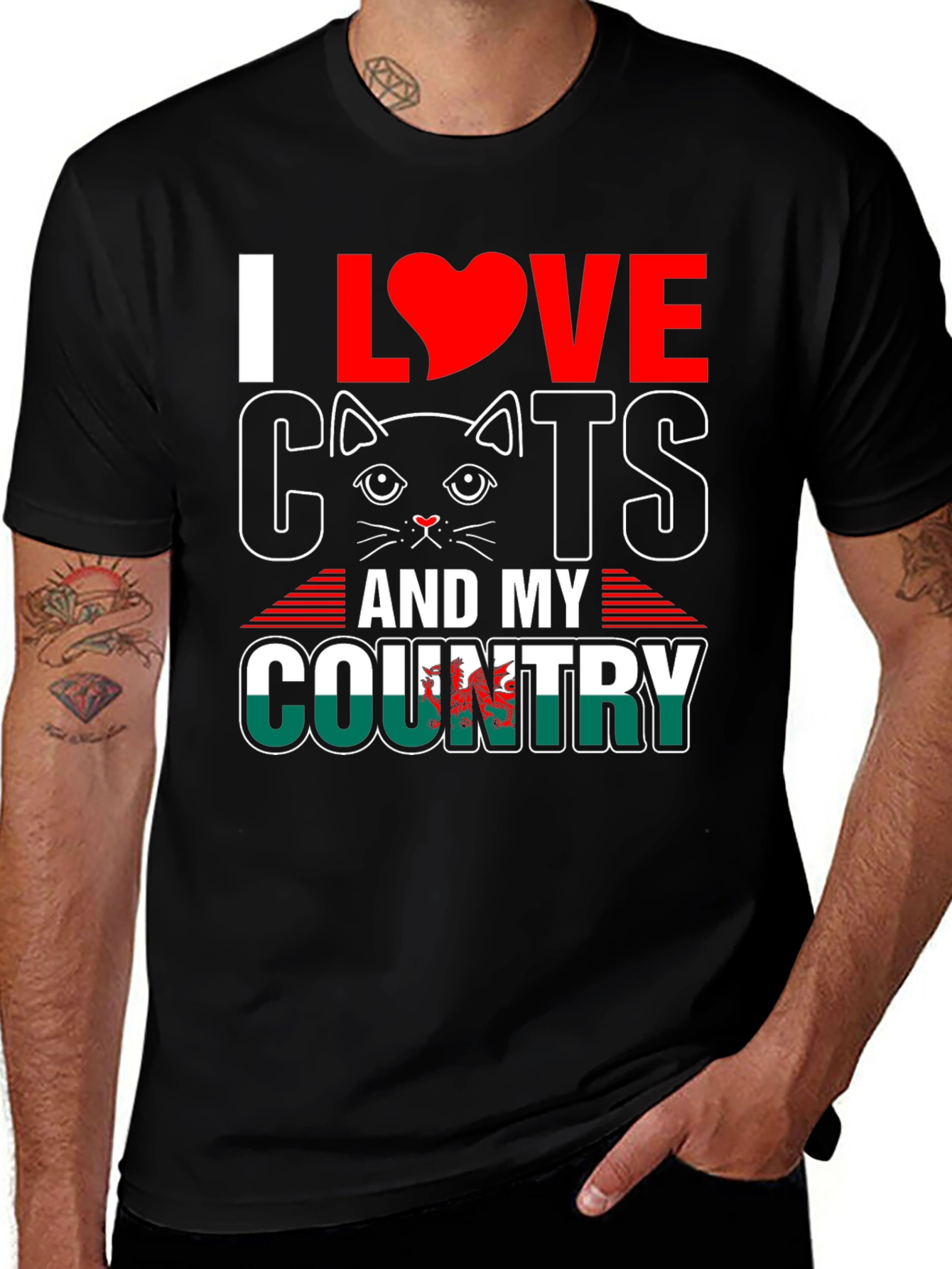 I Love Cats and My Country Wales T-Shirt