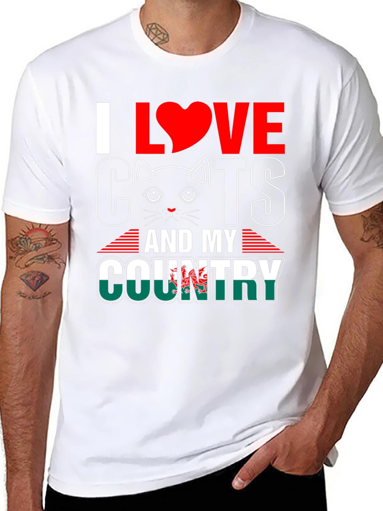 I Love Cats and My Country Wales T-Shirt