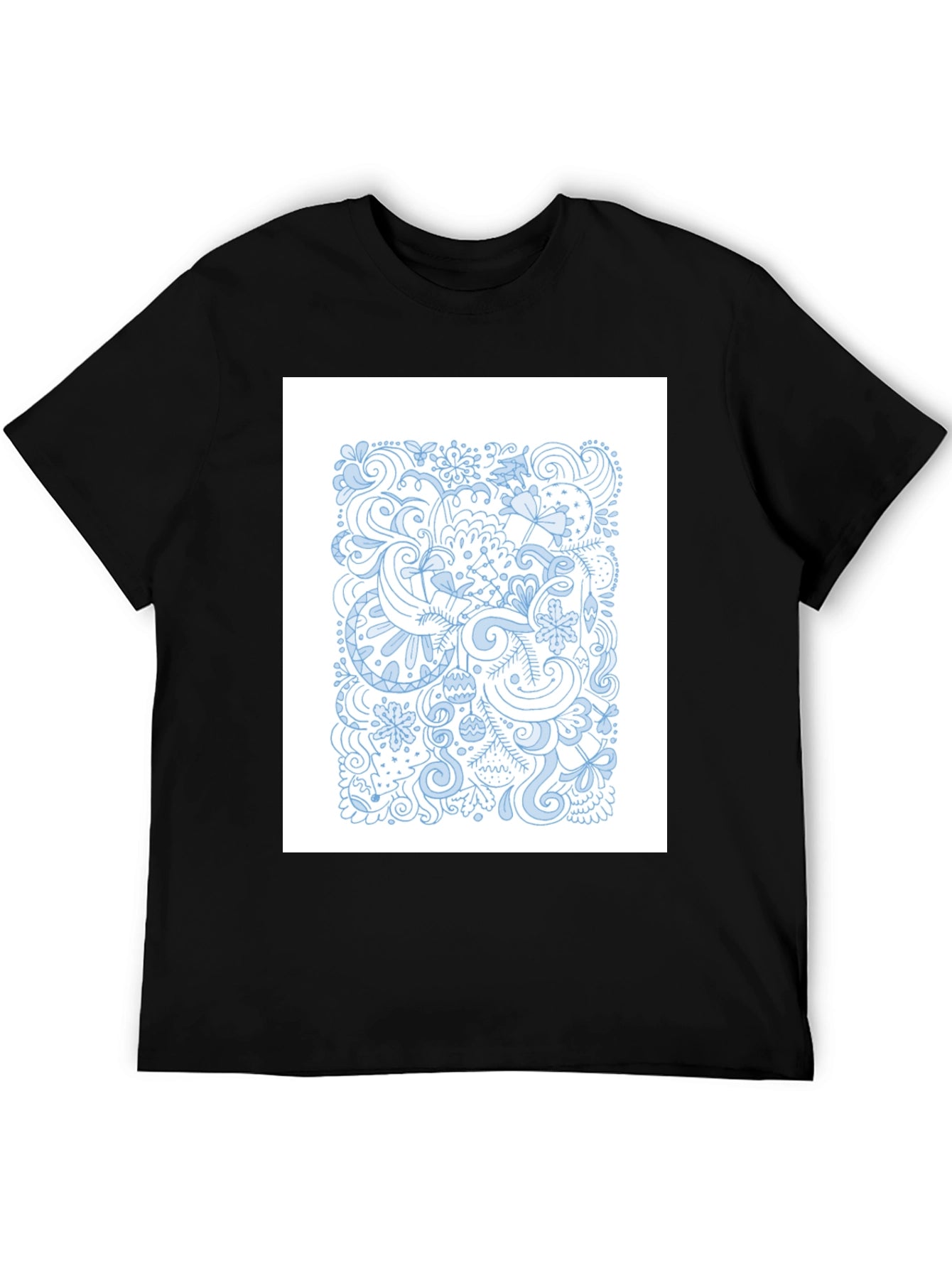 Black Tee with Unique Doodle Art