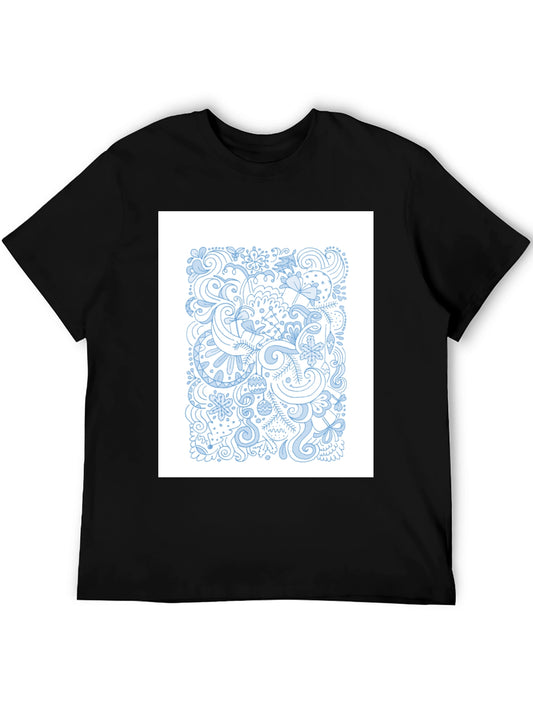 Black Tee with Unique Doodle Art