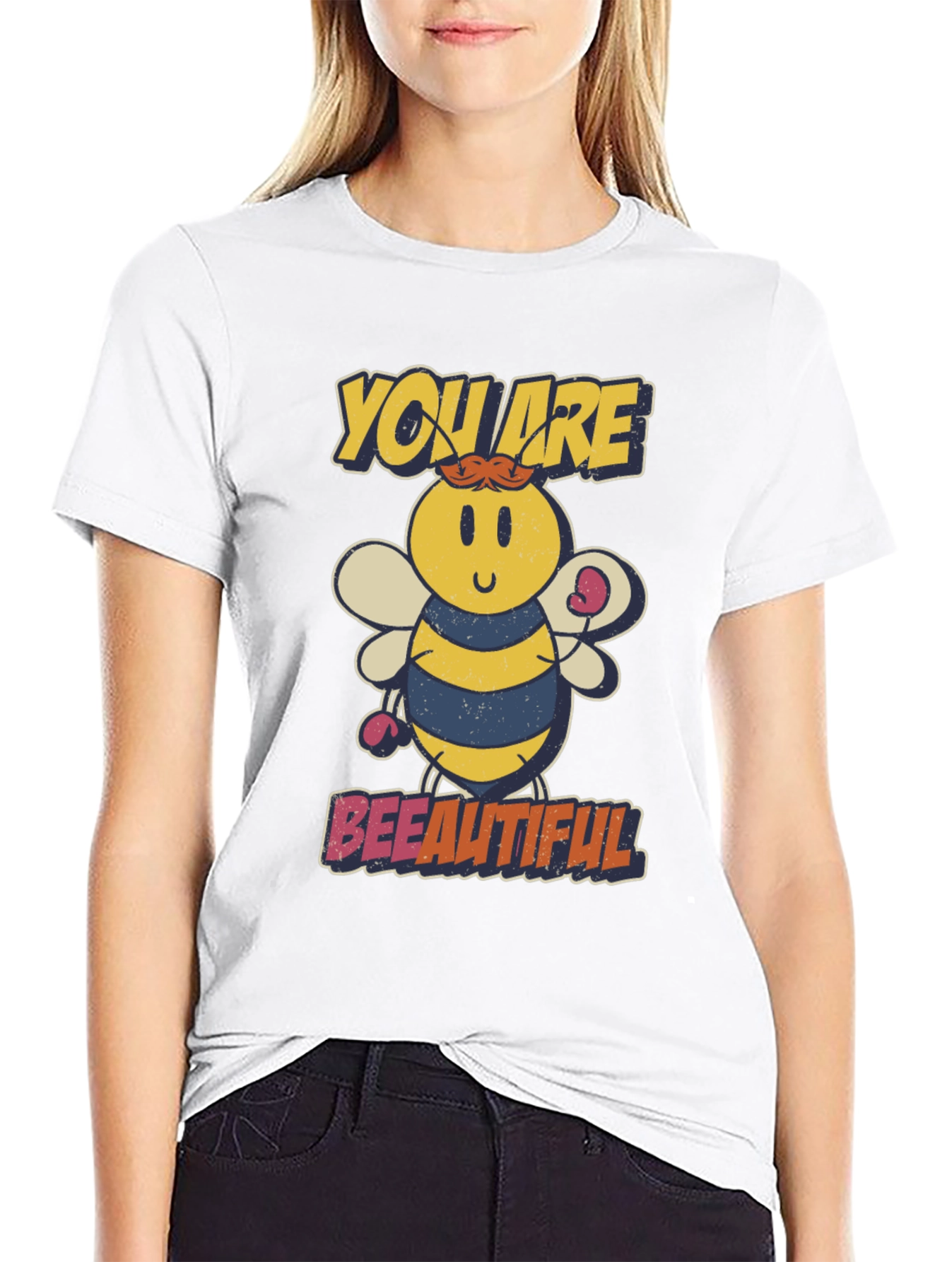 Bee-utiful Cartoon Bee Graphic T-Shirt