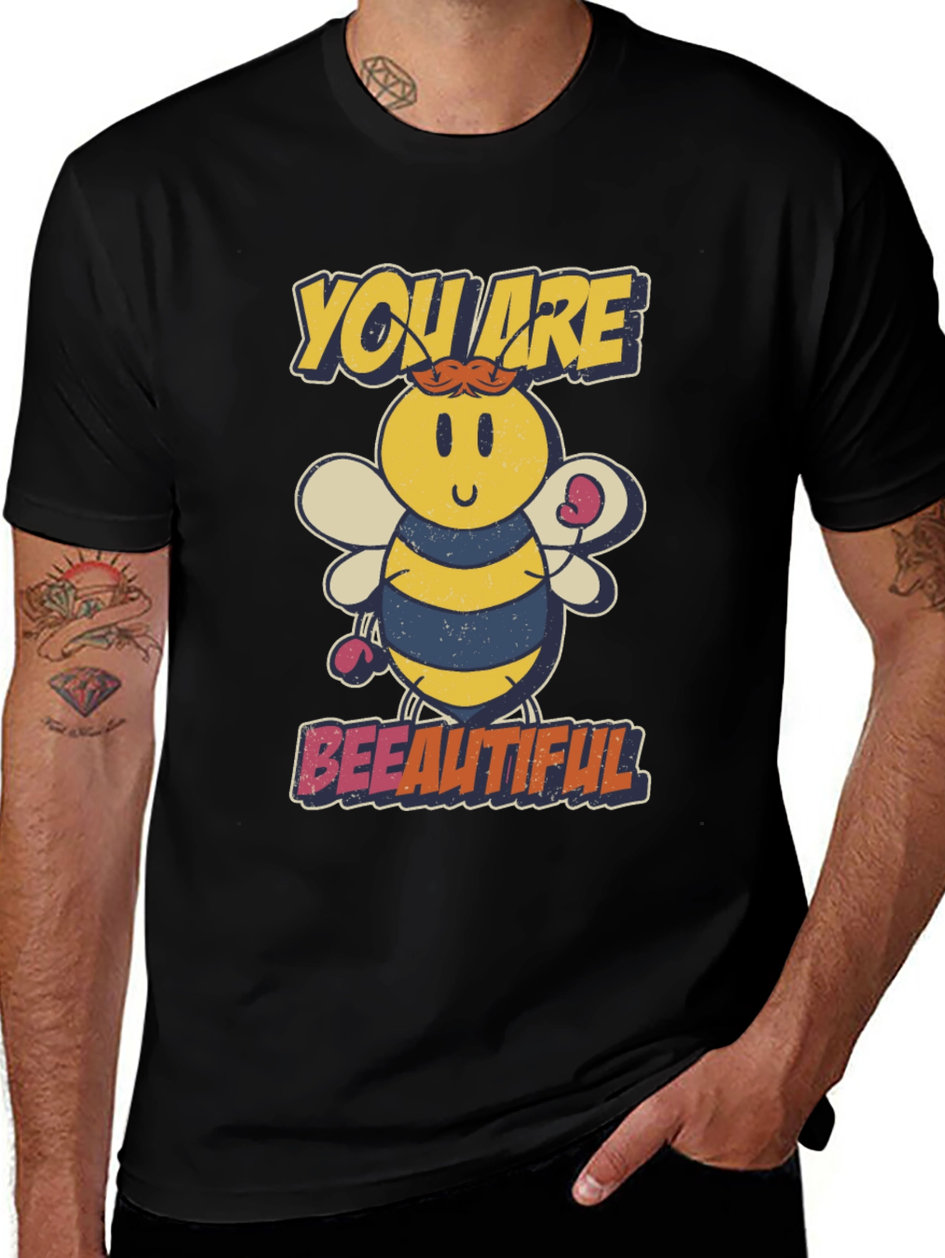 Bee-utiful Cartoon Bee Graphic T-Shirt
