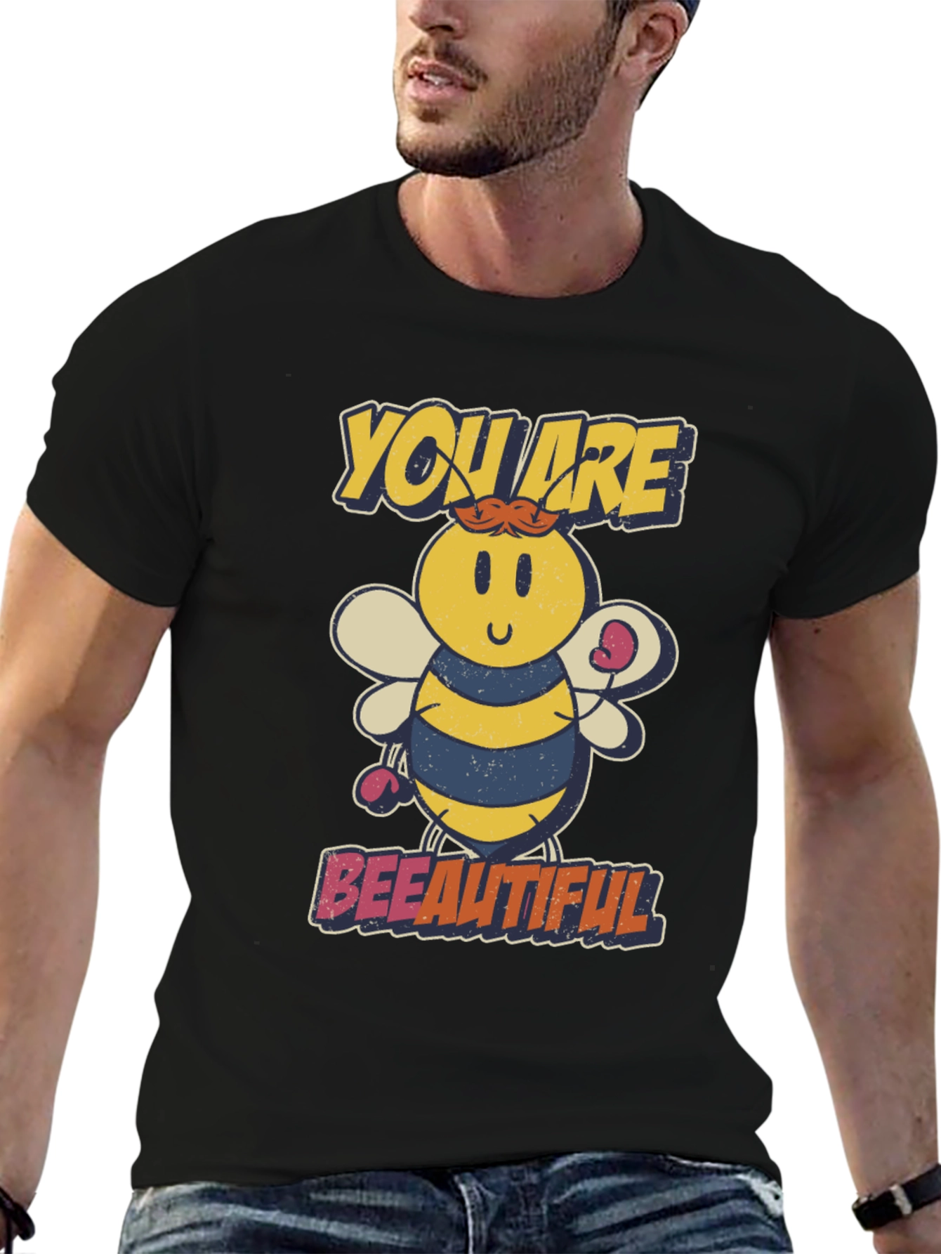 Bee-utiful Cartoon Bee Graphic T-Shirt