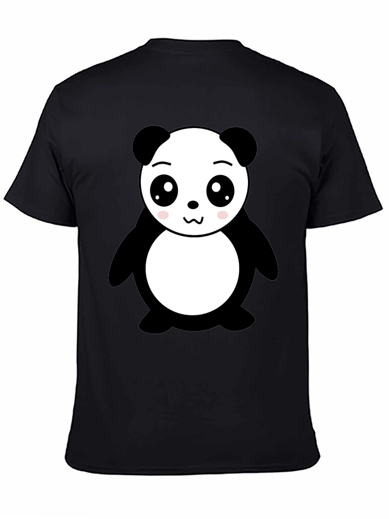 Cute Panda Bear Graphic Black T-Shirt