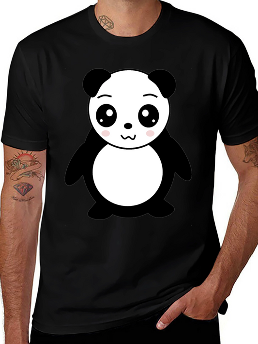 Cute Panda Bear Graphic Black T-Shirt