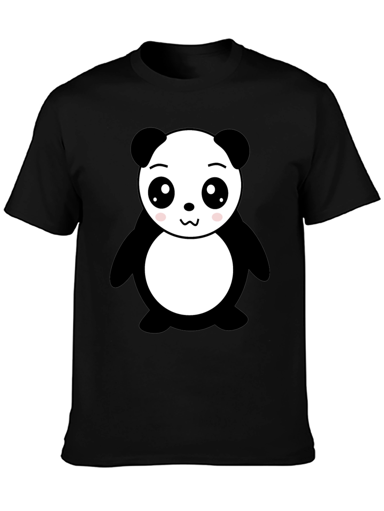 Cute Panda Bear Graphic Black T-Shirt