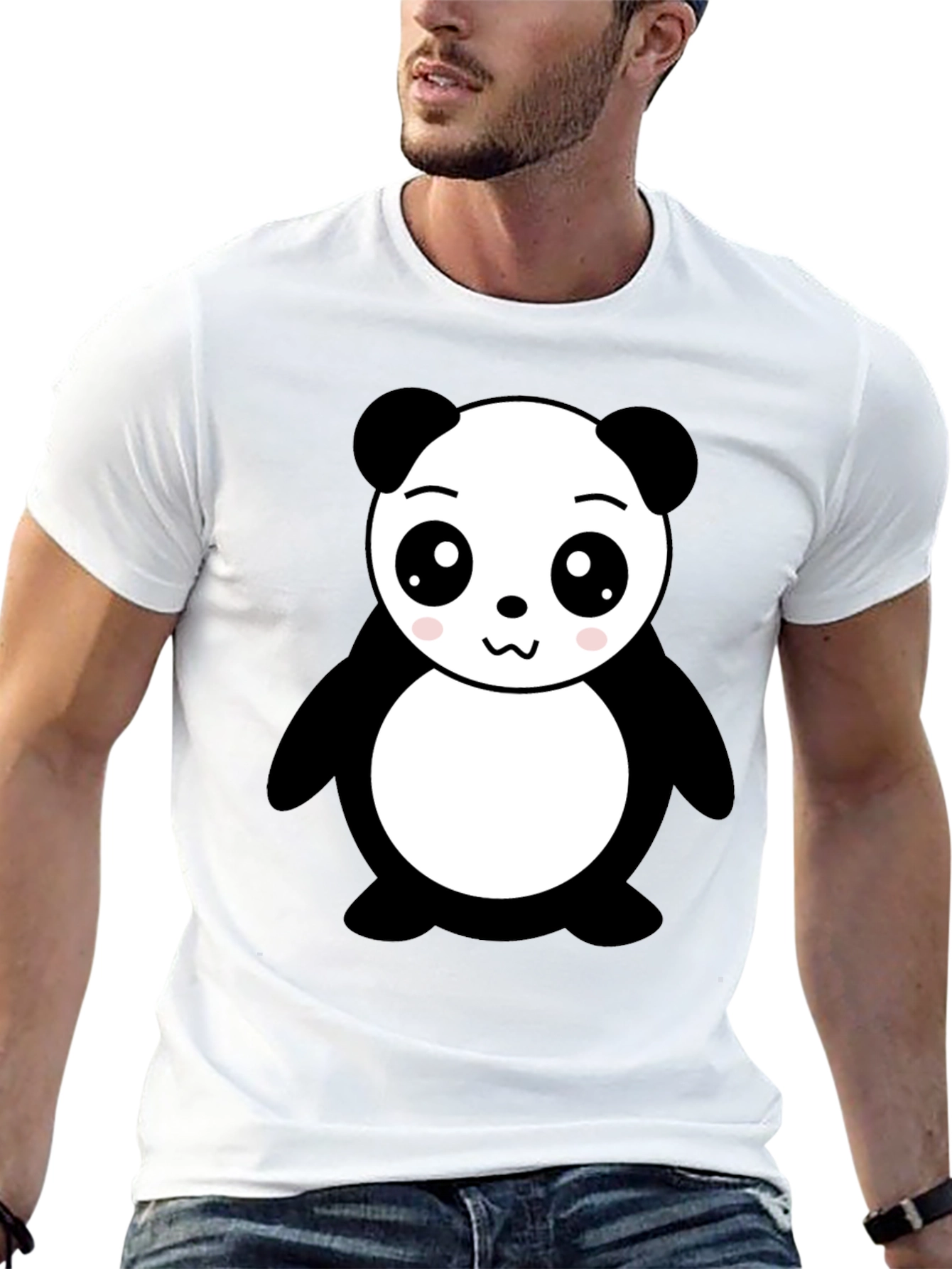 Cute Panda Bear Graphic Black T-Shirt