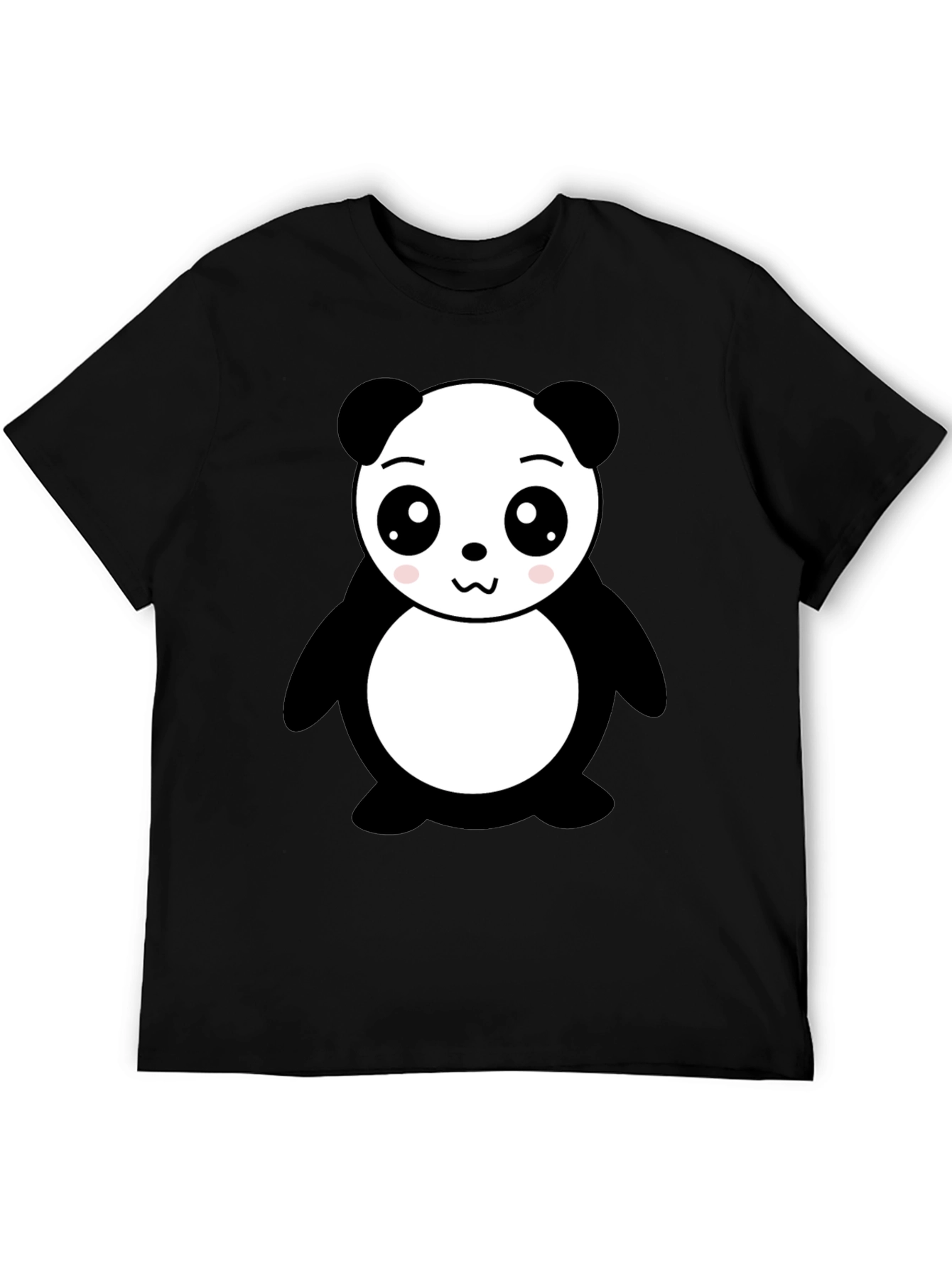 Cute Panda Bear Graphic Black T-Shirt