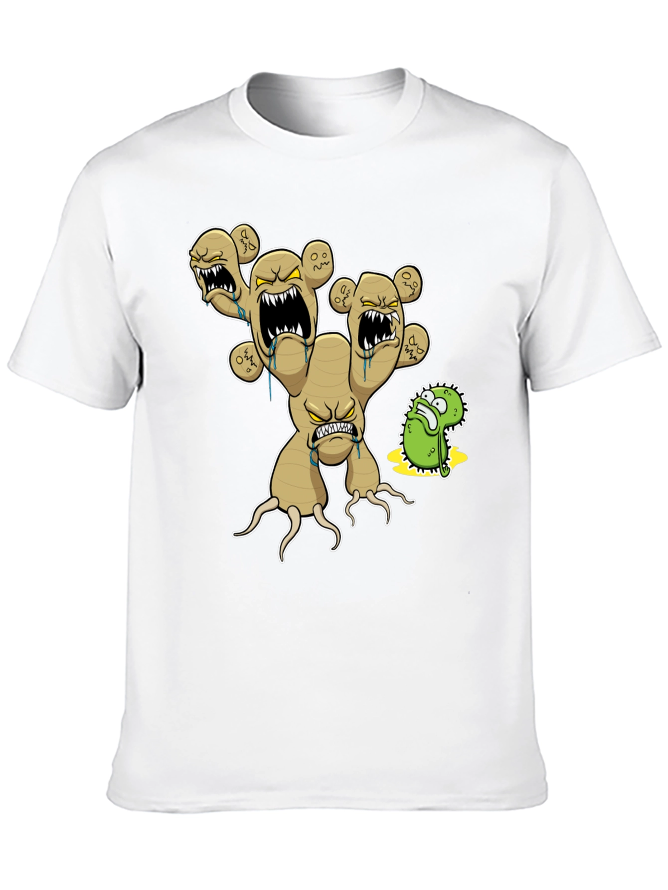 Mens Black T-Shirt with Cartoon Ginger Root Graphic