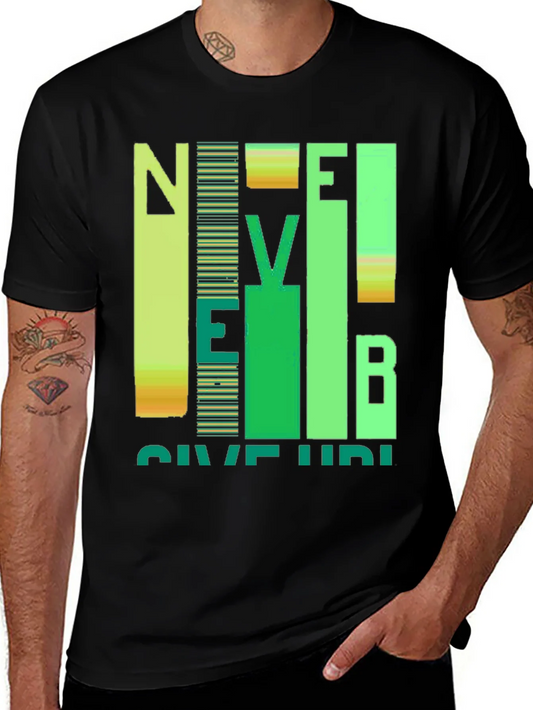 Never Give Up Graphic Print Crew Neck T-Shirt