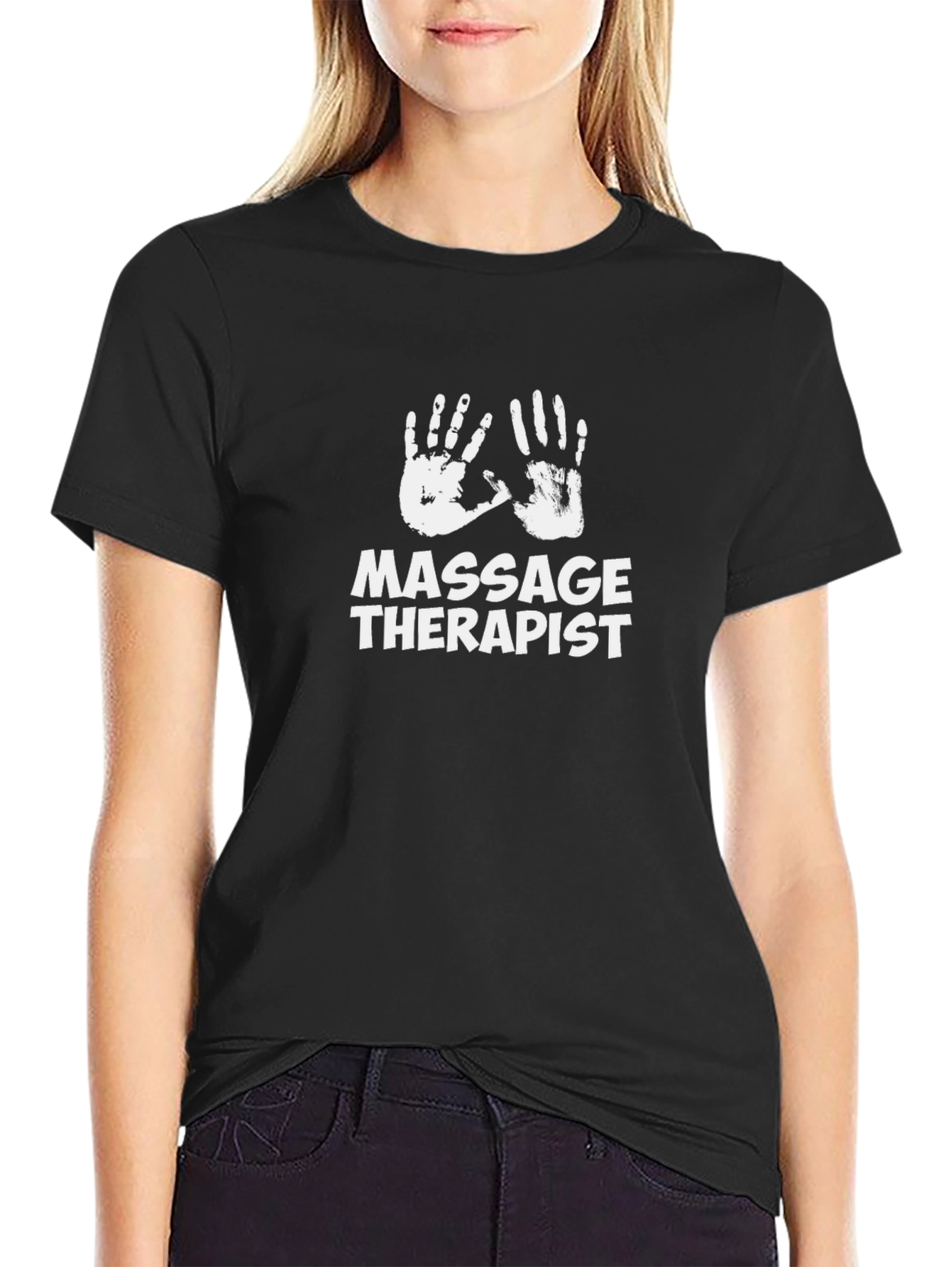 Massage Therapist T-Shirt - Black Cotton Blend Graphic Tee