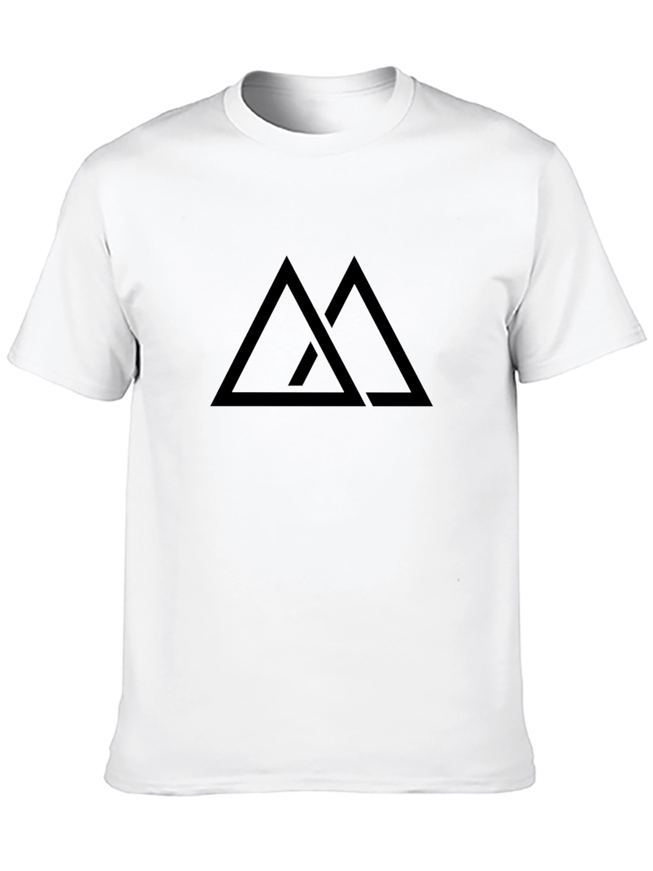 Minimalist Double Triangle Graphic Black T-Shirt