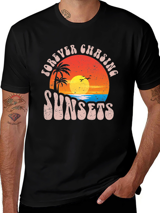 Forever Chasing Sunsets Black Graphic Tee