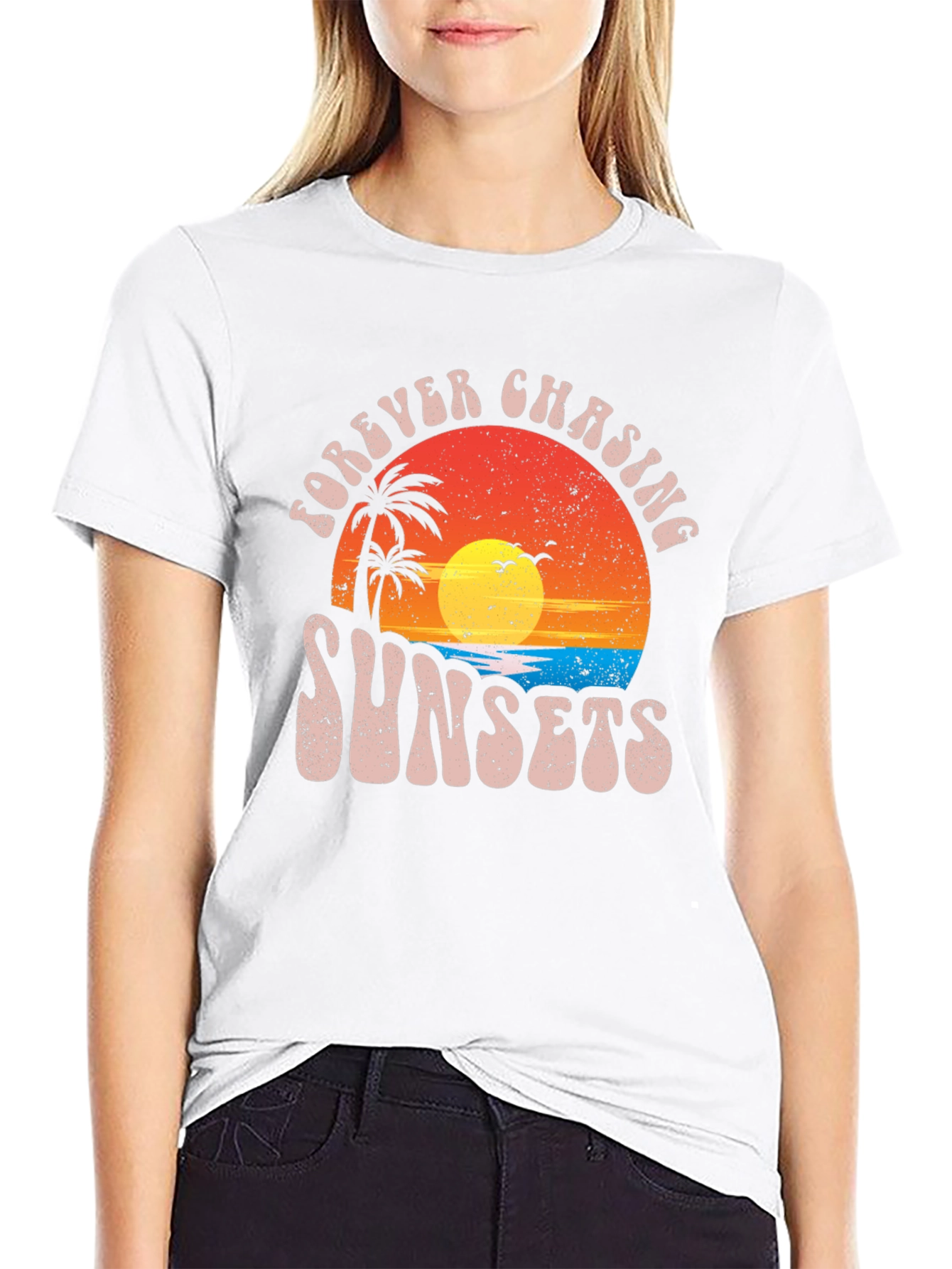 Forever Chasing Sunsets Black Graphic Tee