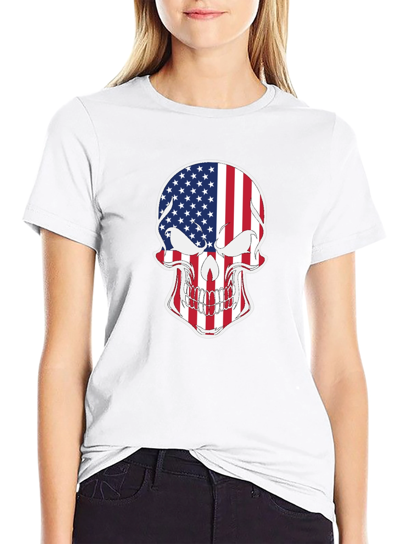American Flag Skull Graphic T-Shirt