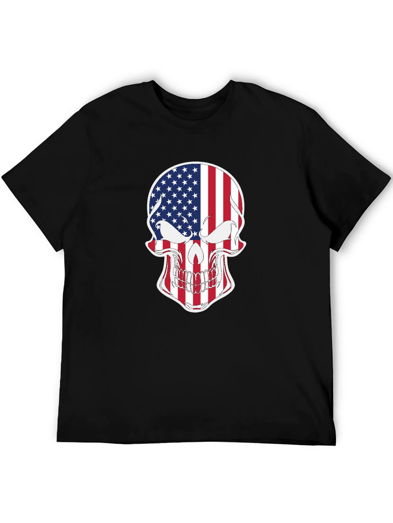 American Flag Skull Graphic T-Shirt