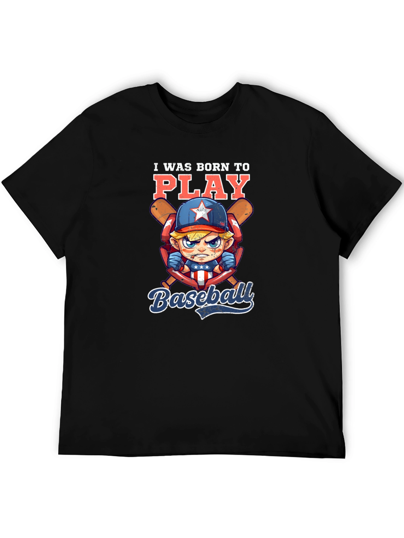 I was Born to Play Baseball Graphic T-Shirt