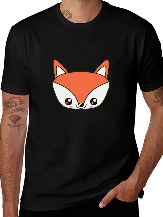 Cute Fox Graphic Black T-Shirt