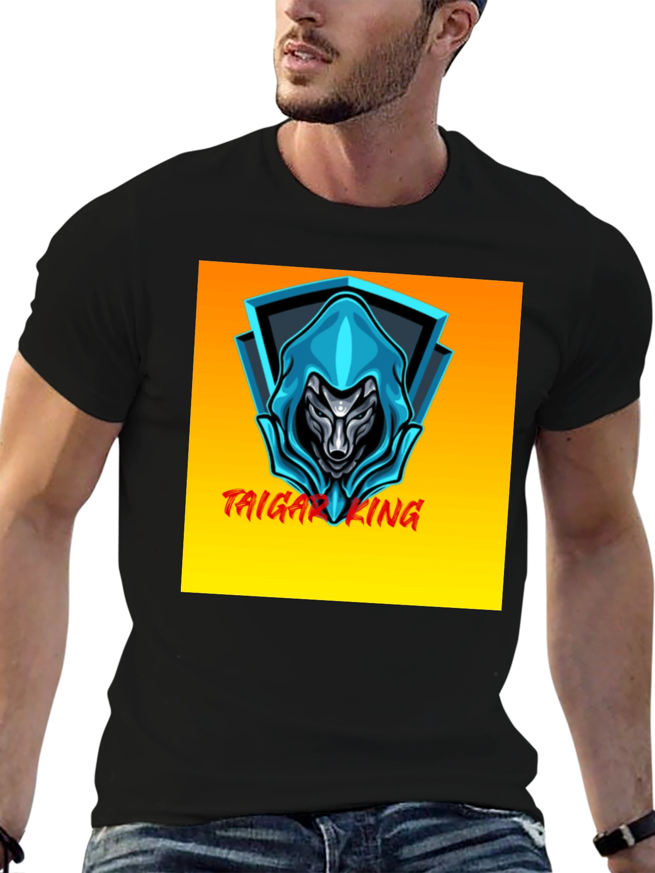 Taiga King Graphic Tee - Black Cotton Blend