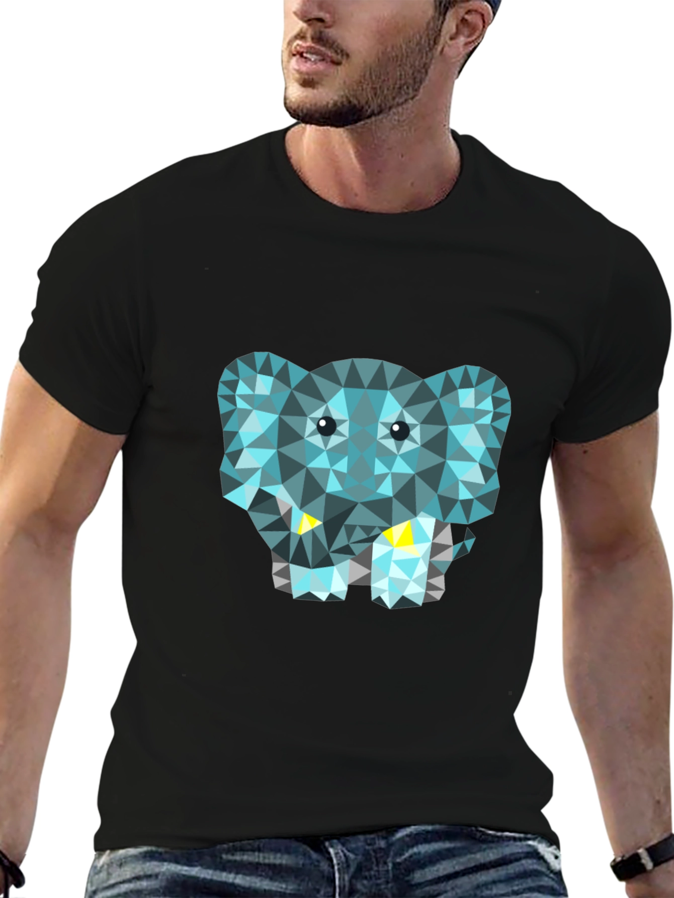 Geometric Elephant Tee - Modern Graphic Print T-Shirt