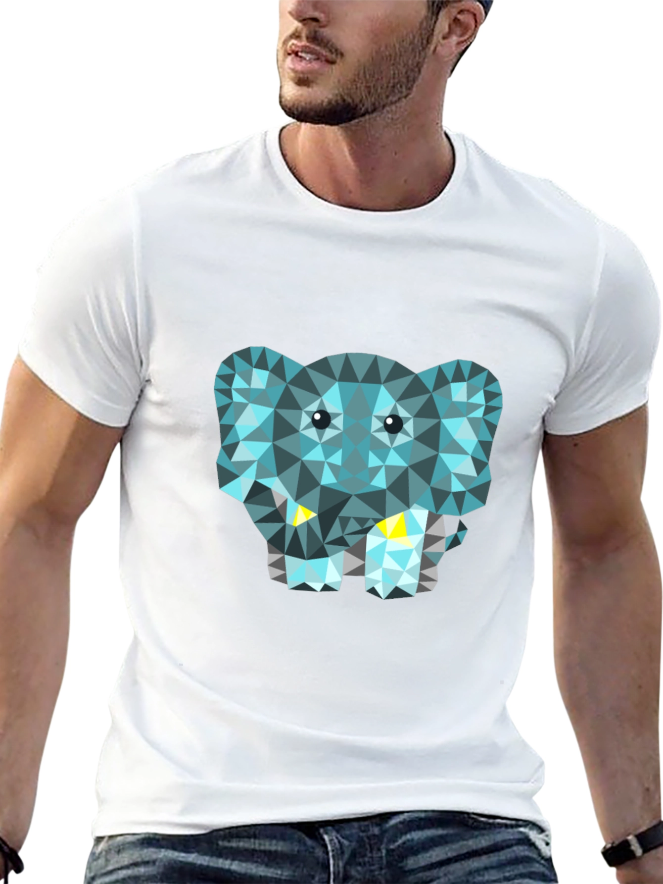 Geometric Elephant Tee - Modern Graphic Print T-Shirt