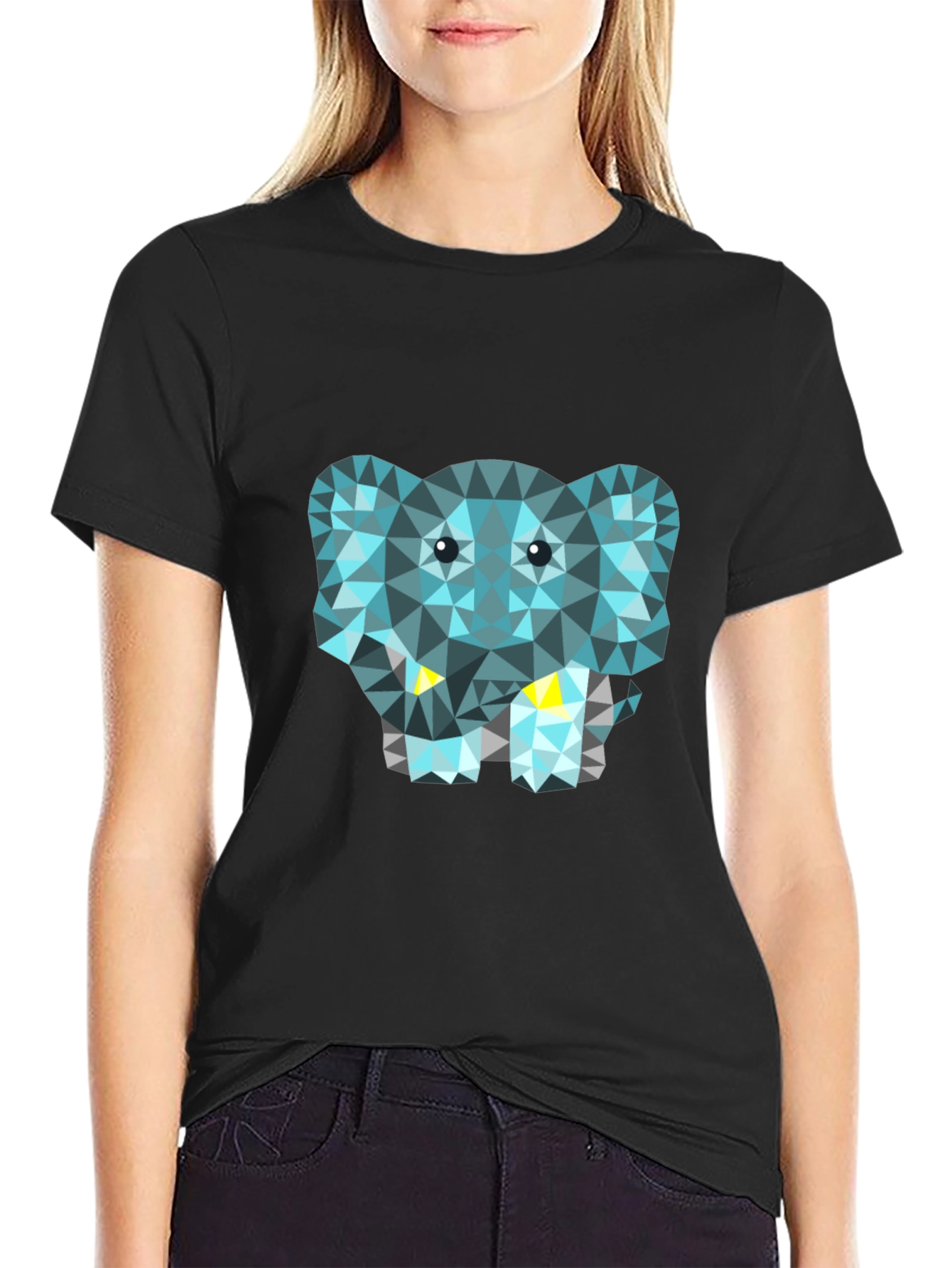 Geometric Elephant Tee - Modern Graphic Print T-Shirt