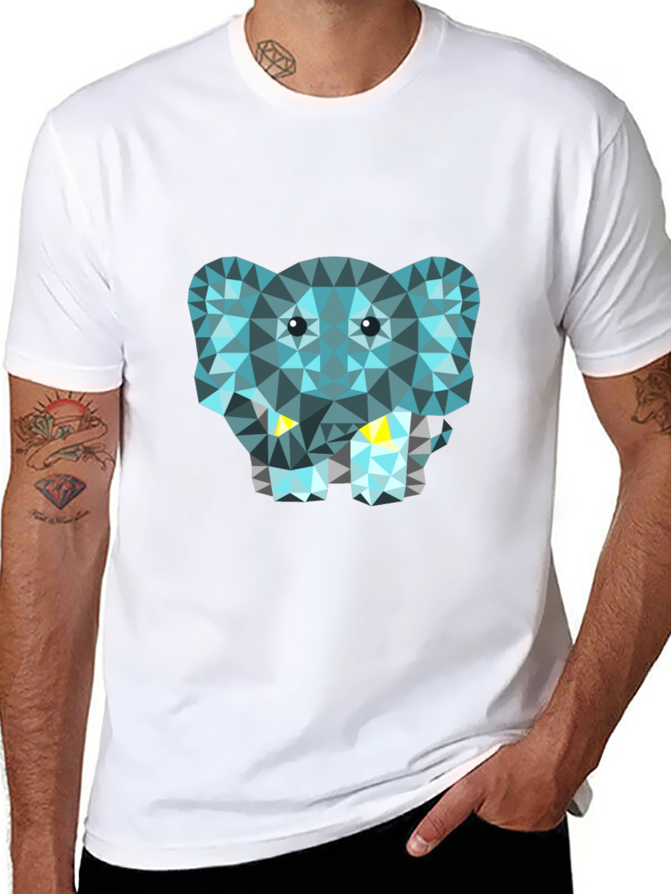 Geometric Elephant Tee - Modern Graphic Print T-Shirt