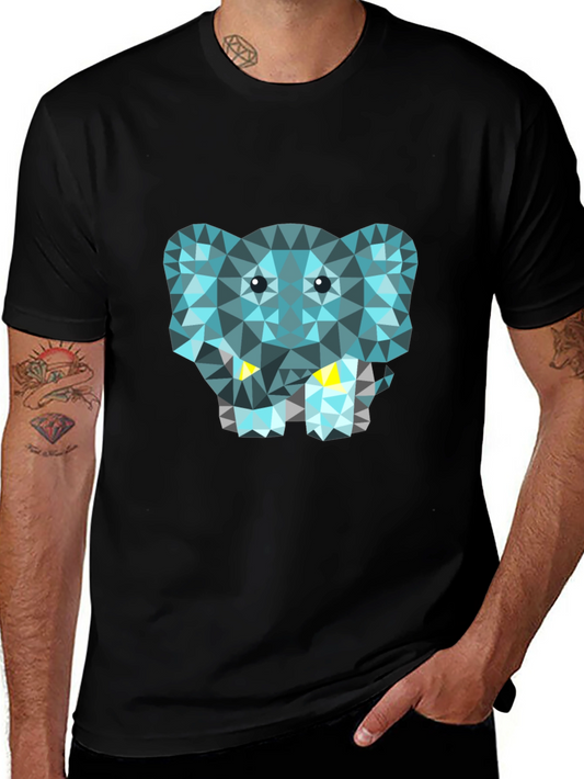 Geometric Elephant Tee - Modern Graphic Print T-Shirt