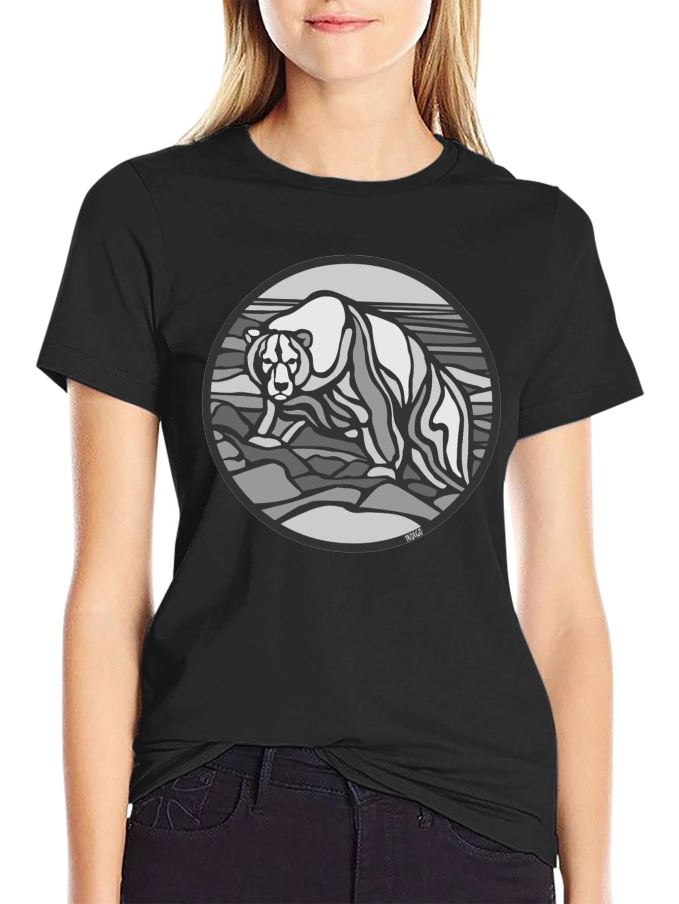 Bear Graphic T-Shirt - Black Cotton Tee