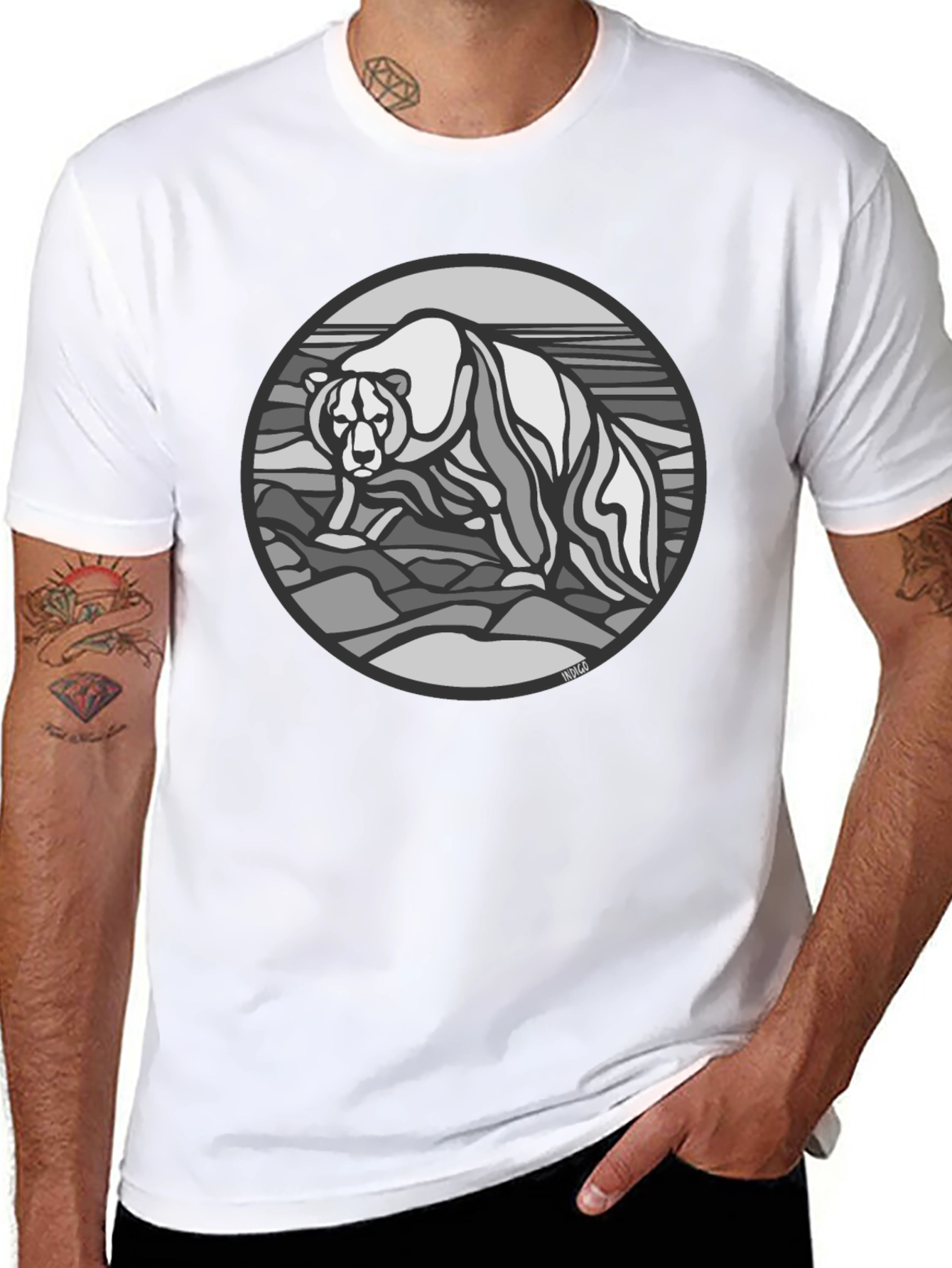 Bear Graphic T-Shirt - Black Cotton Tee