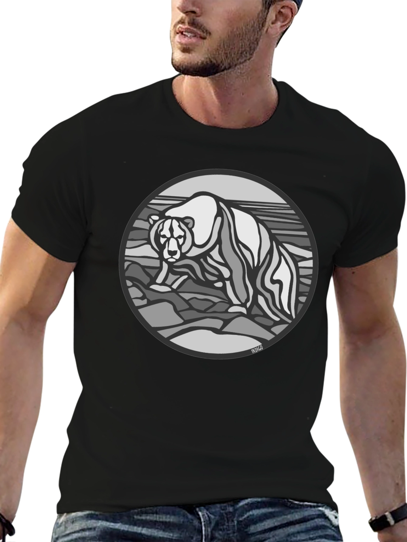 Bear Graphic T-Shirt - Black Cotton Tee