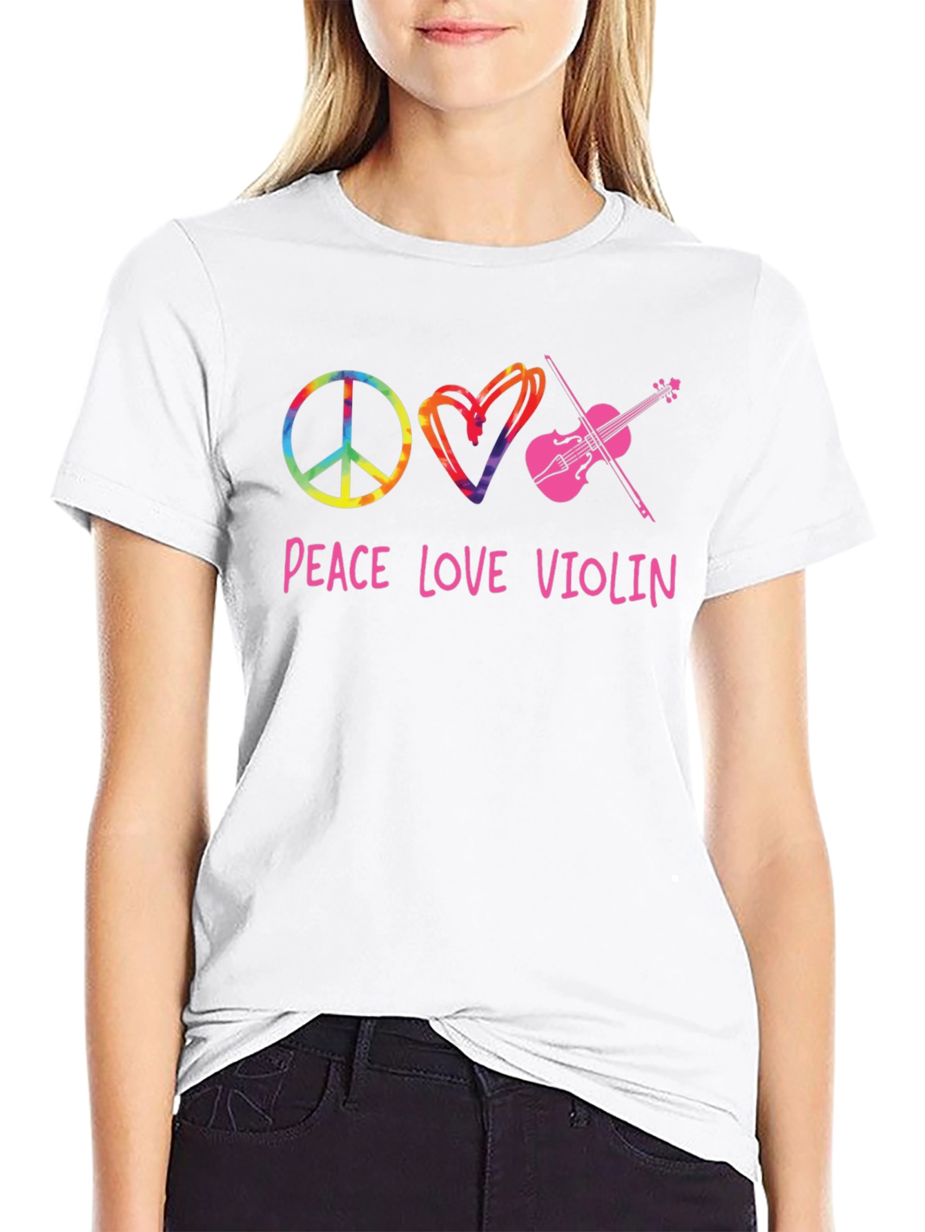 Peace Love Violin Graphic Tee