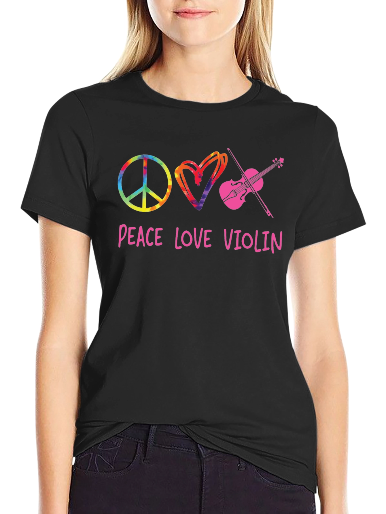 Peace Love Violin Graphic Tee