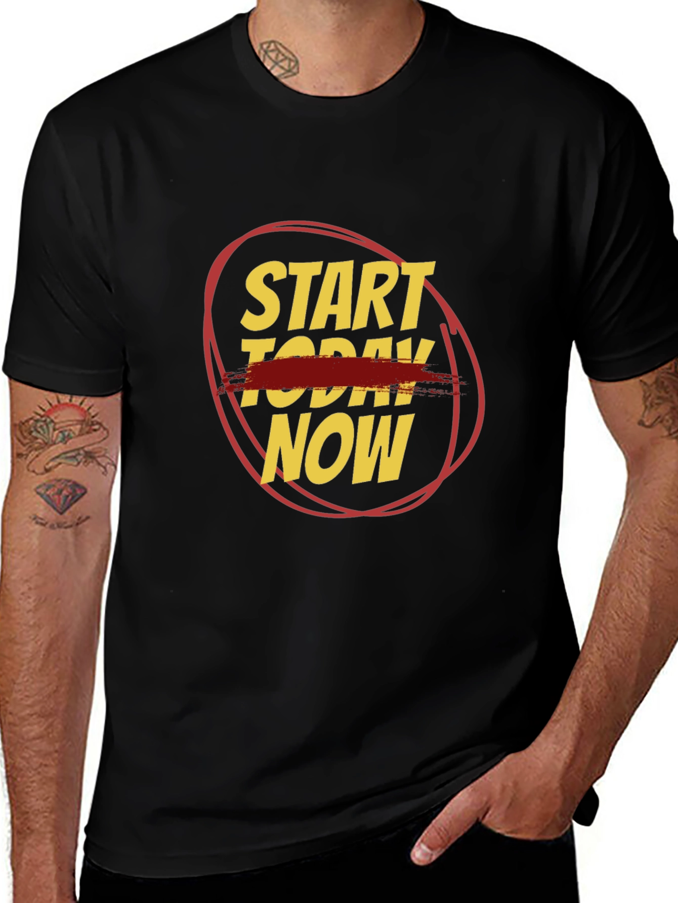 Start Today Now Graphic Tee - Black Cotton
