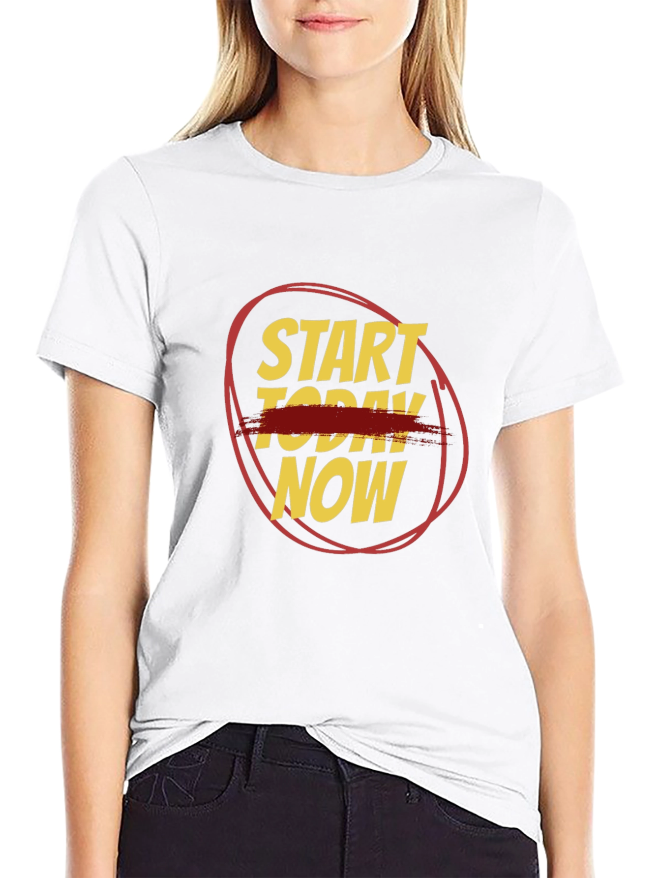 Start Today Now Graphic Tee - Black Cotton