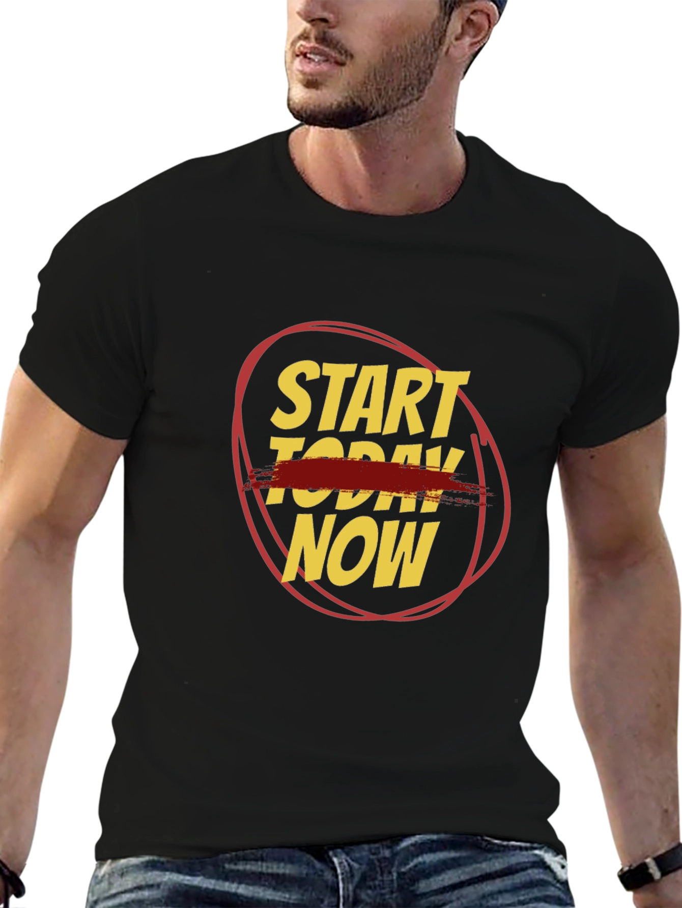Start Today Now Graphic Tee - Black Cotton