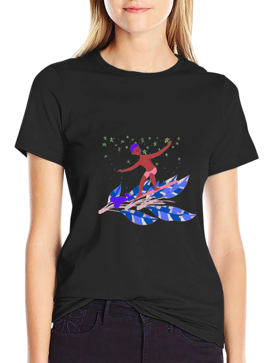 Surfing Leaf Graphic Tee - Unique Design