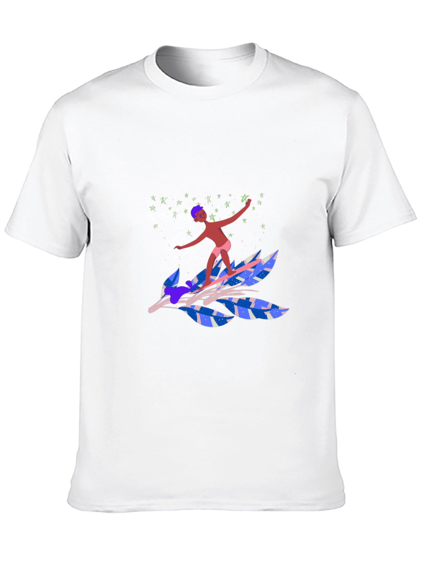 Surfing Leaf Graphic Tee - Unique Design