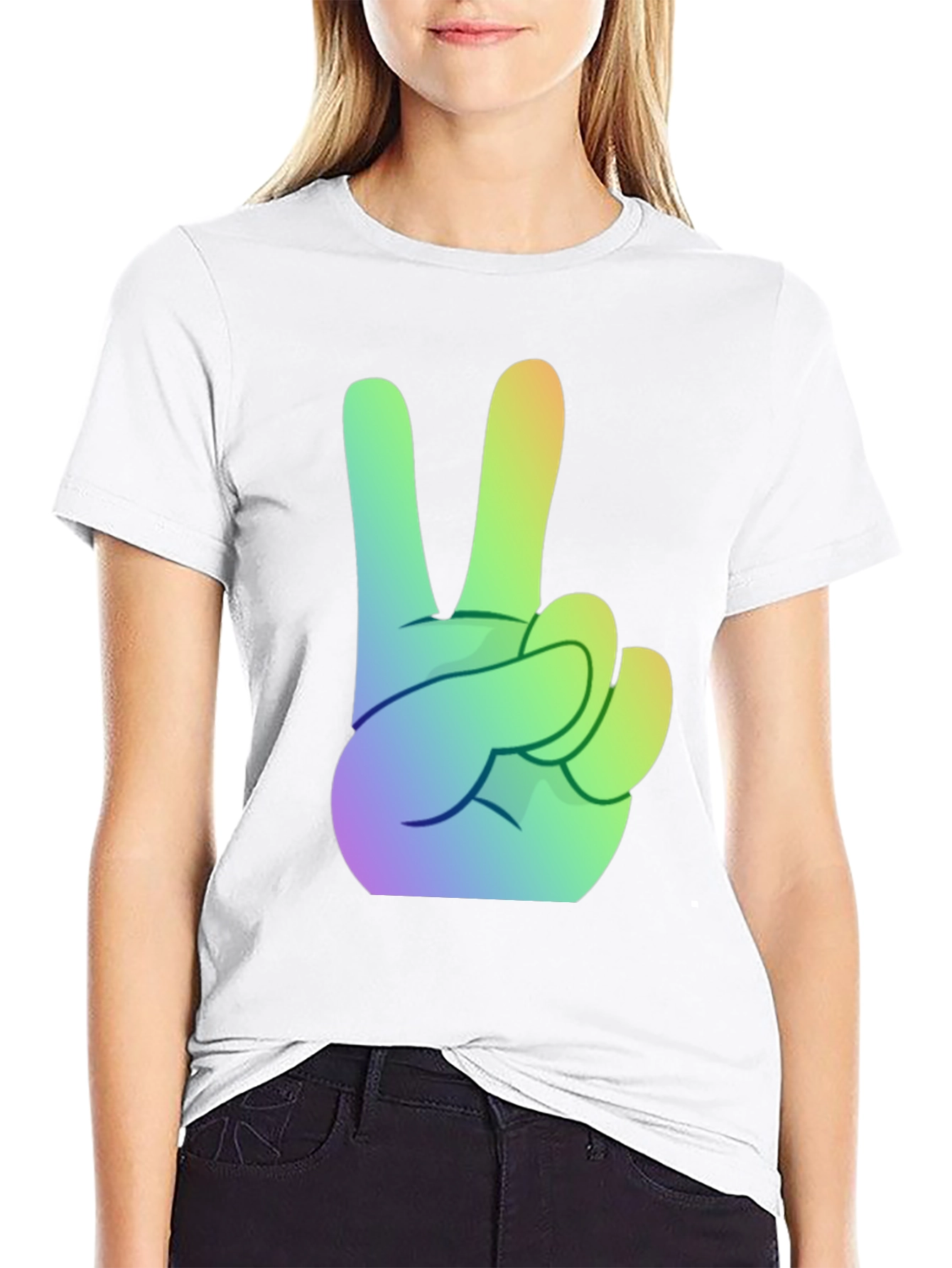 Rainbow Peace Sign Graphic Tee - Stylish Comfort