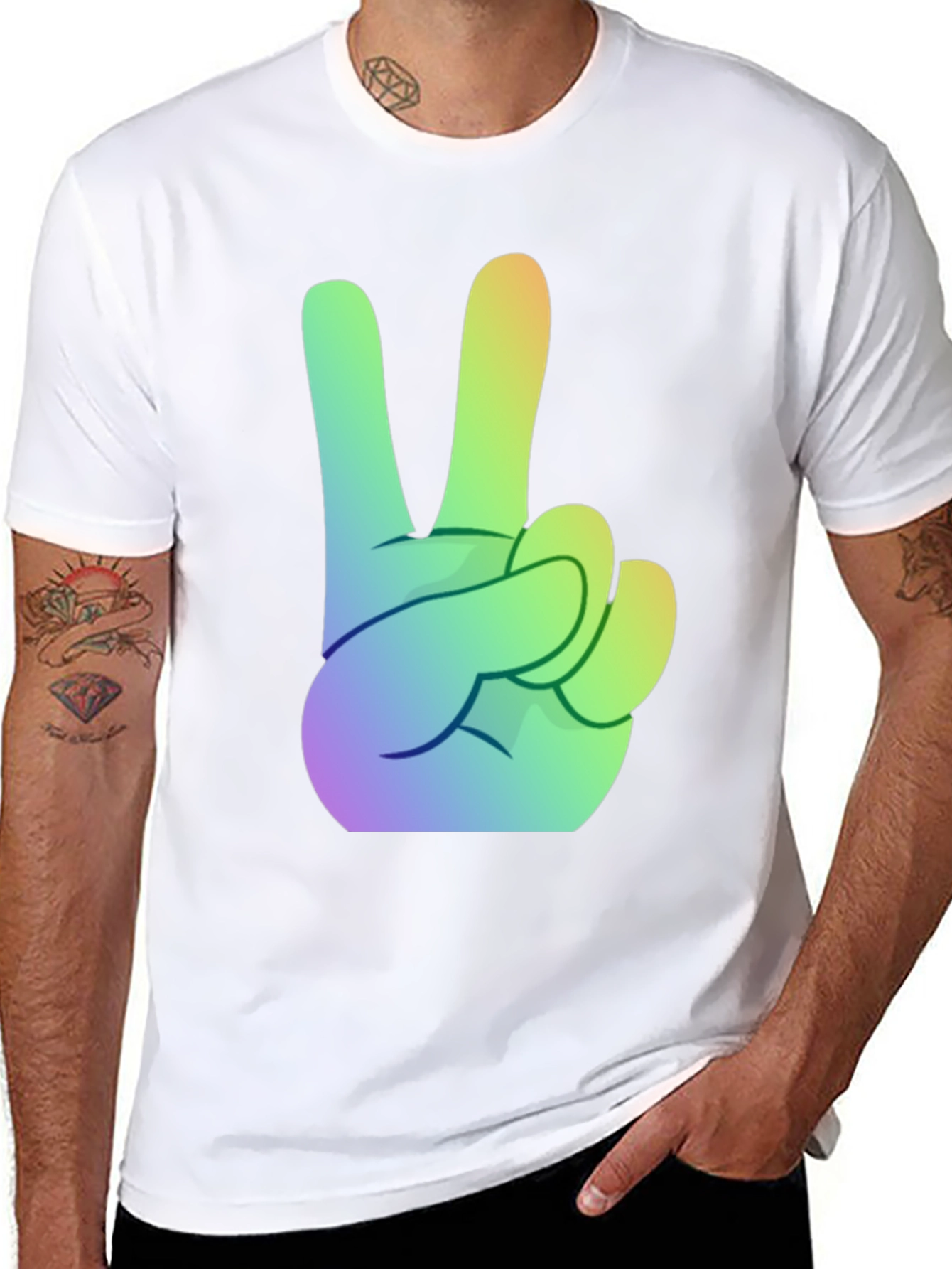 Rainbow Peace Sign Graphic Tee - Stylish Comfort