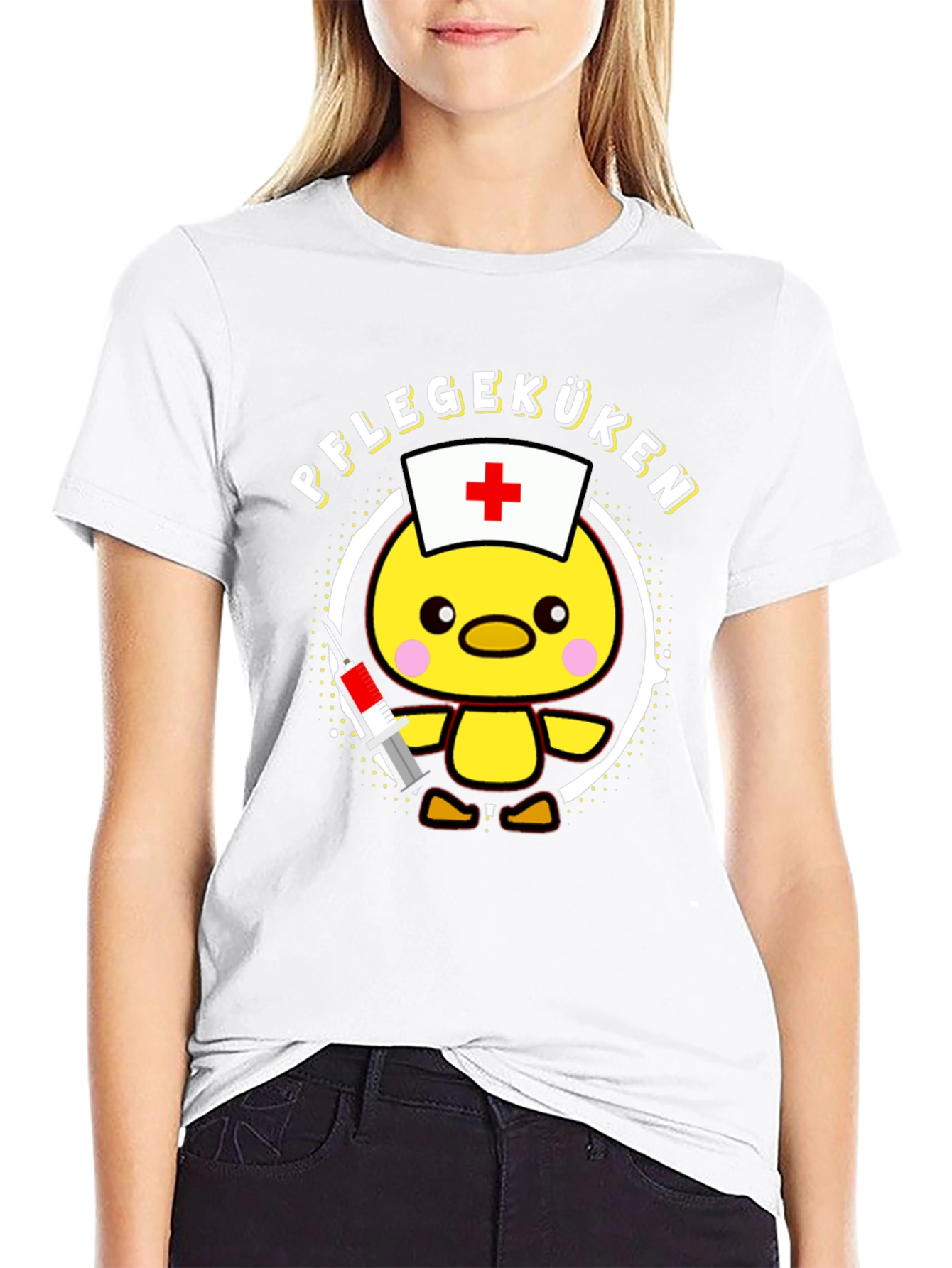 Pflegeküken T-Shirt - Cute Nurse Chick Design