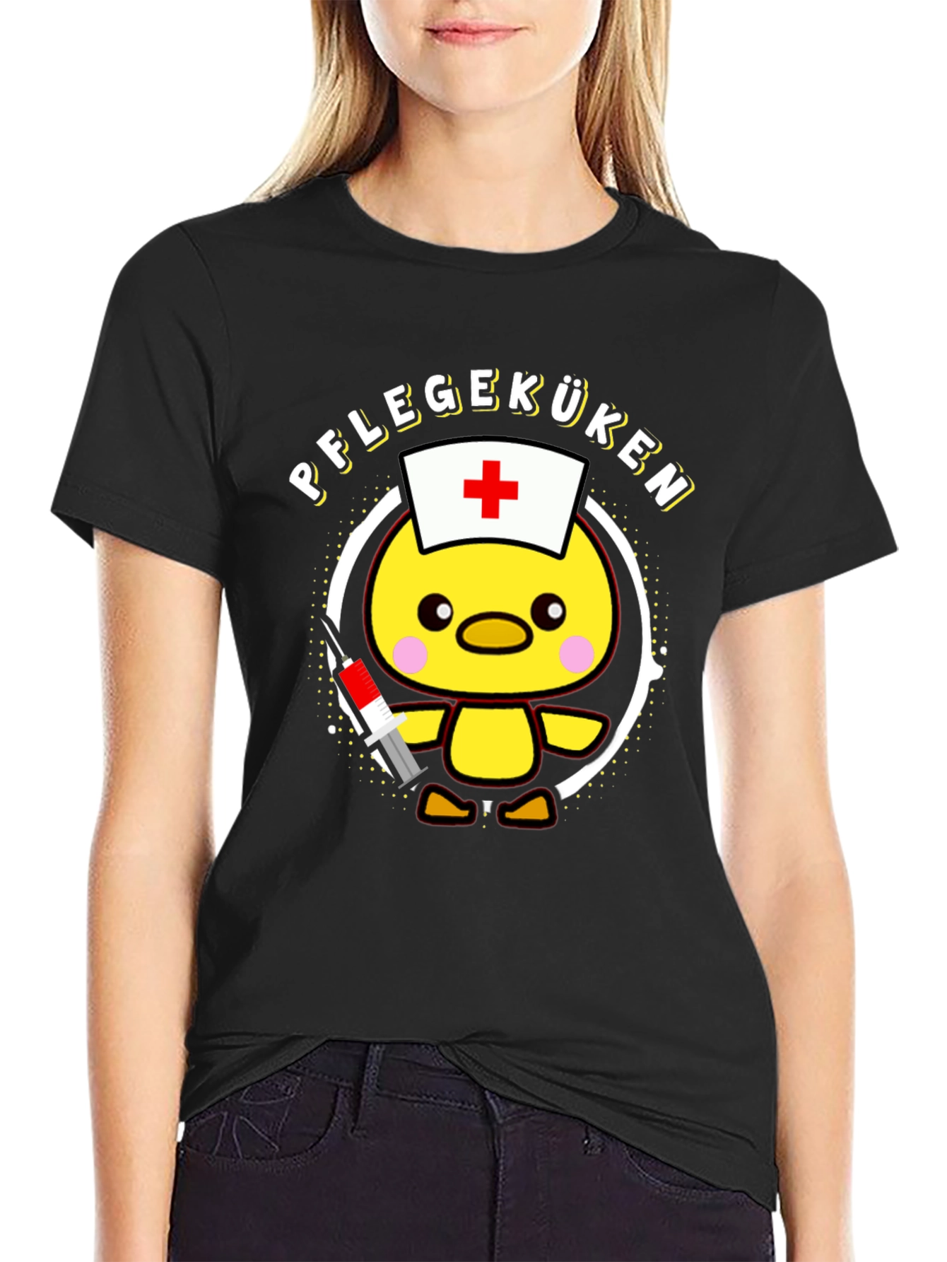Pflegeküken T-Shirt - Cute Nurse Chick Design
