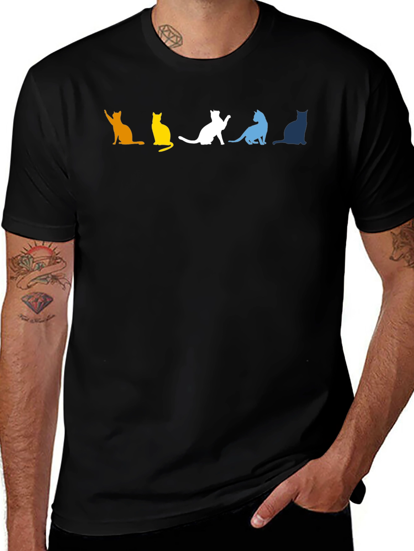 Colorful Cat Silhouette T-Shirt