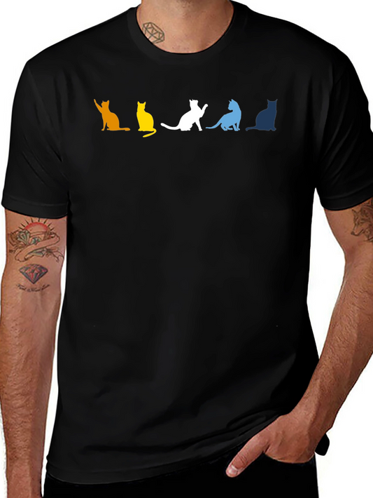 Colorful Cat Silhouette T-Shirt