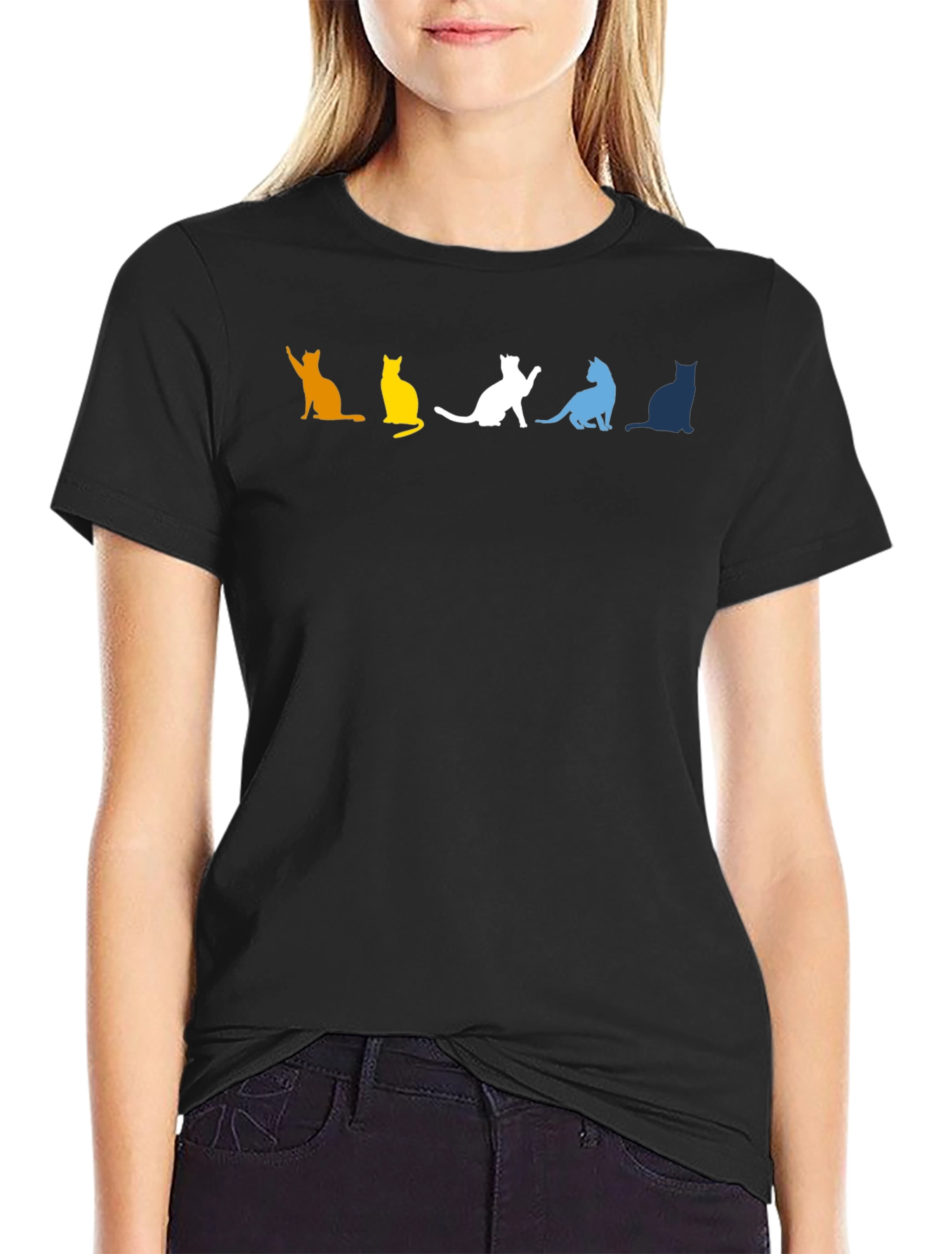 Colorful Cat Silhouette T-Shirt