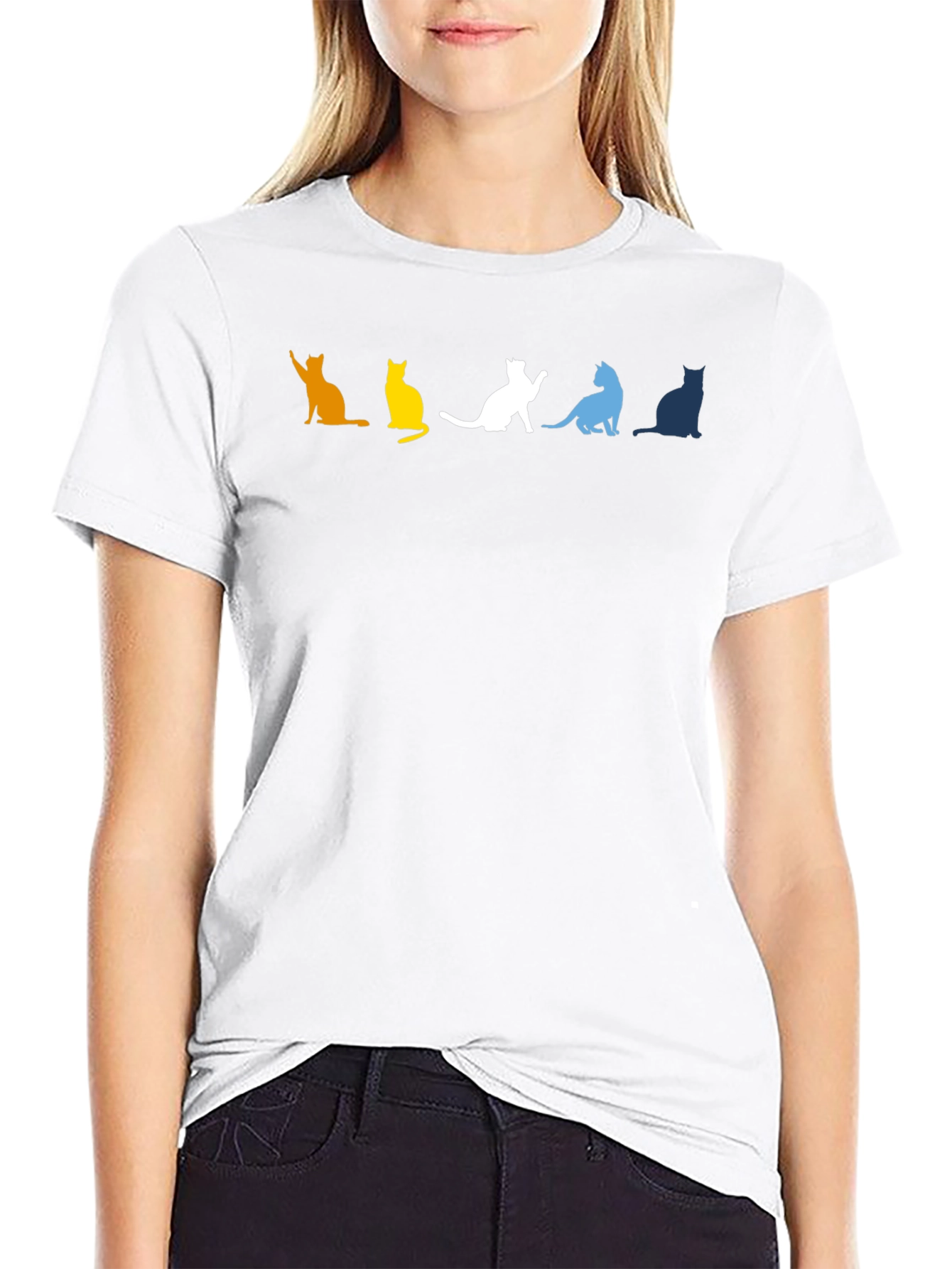 Colorful Cat Silhouette T-Shirt