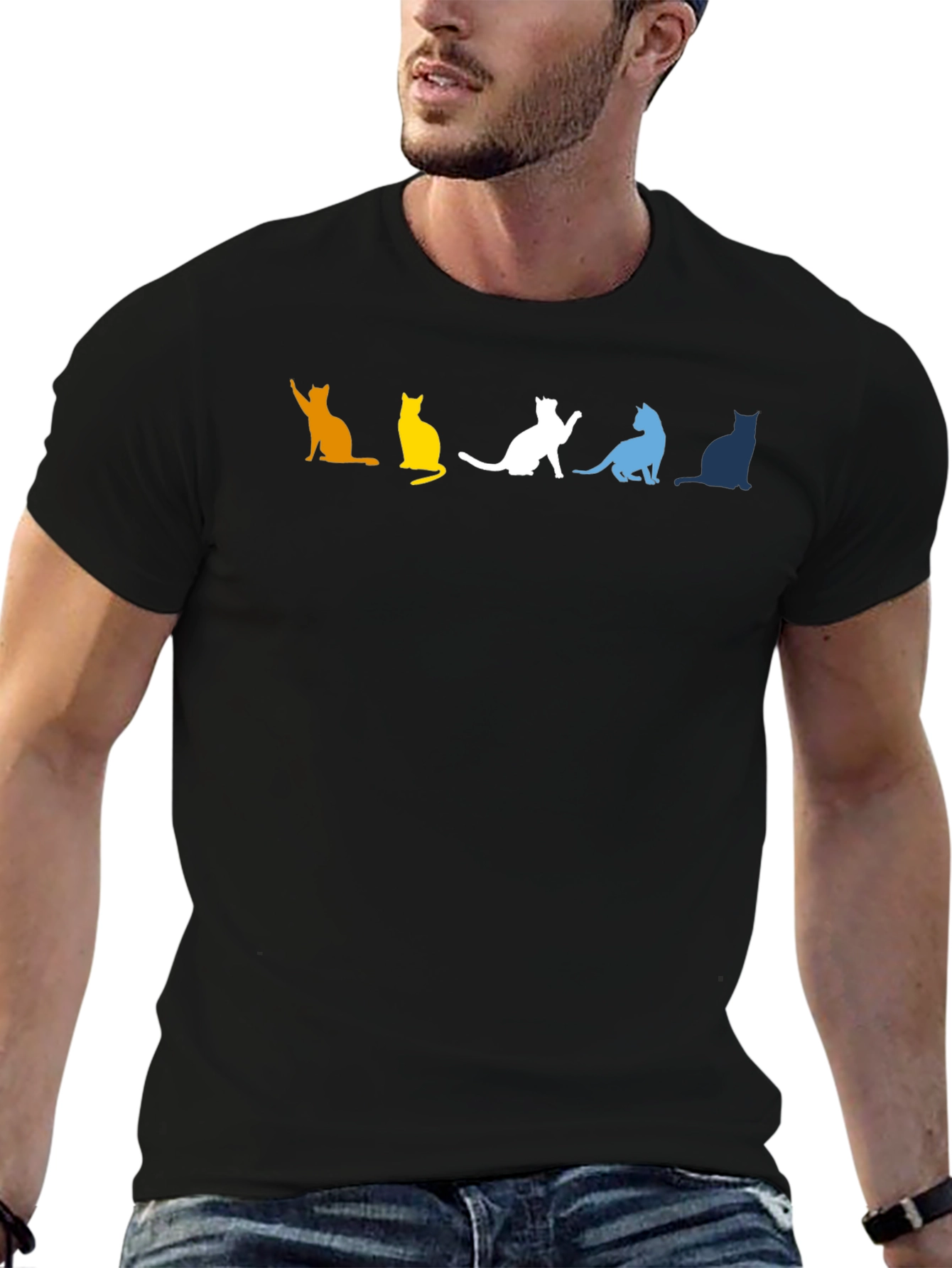 Colorful Cat Silhouette T-Shirt