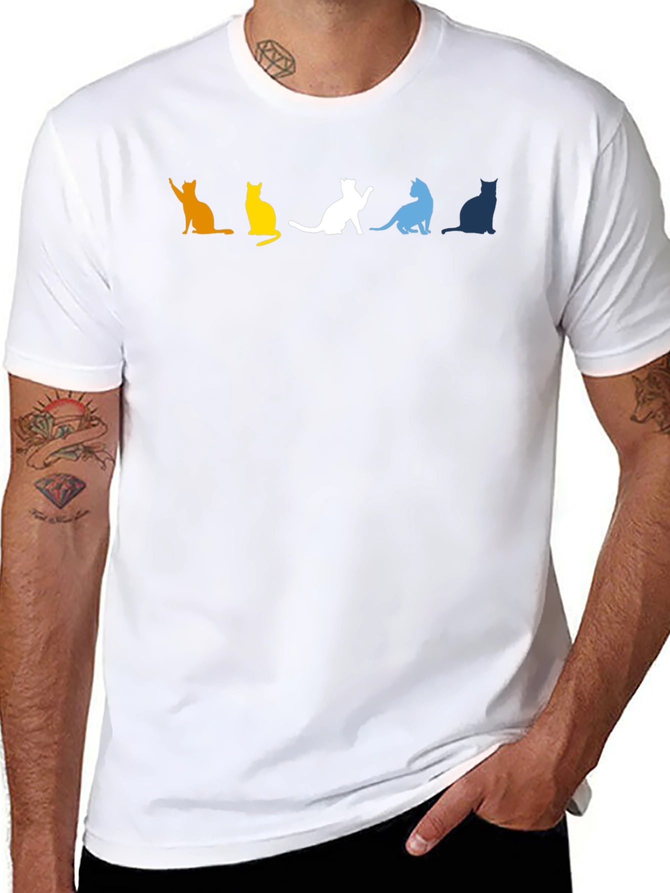 Colorful Cat Silhouette T-Shirt