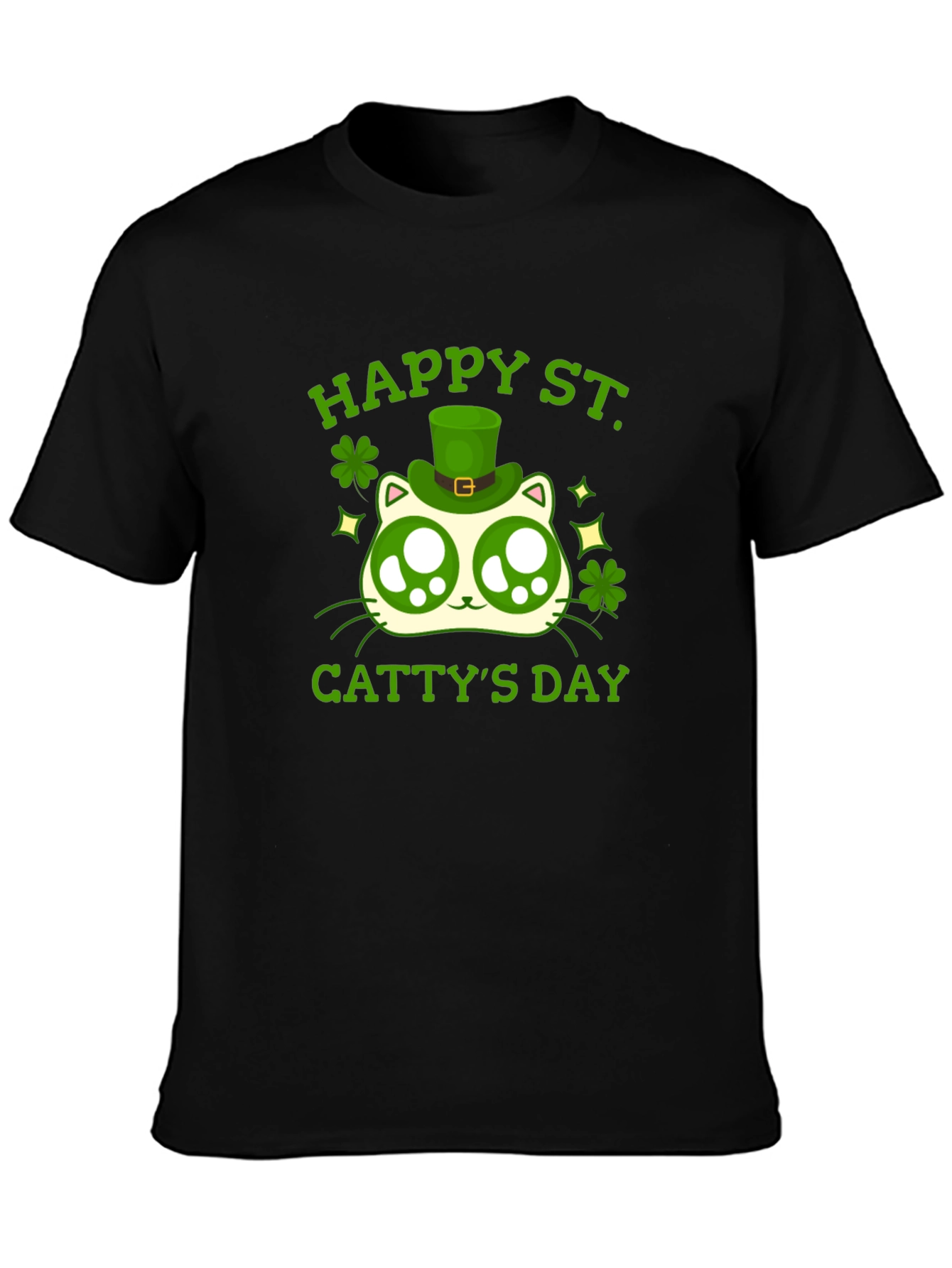 Happy St. Cattys Day Black T-Shirt