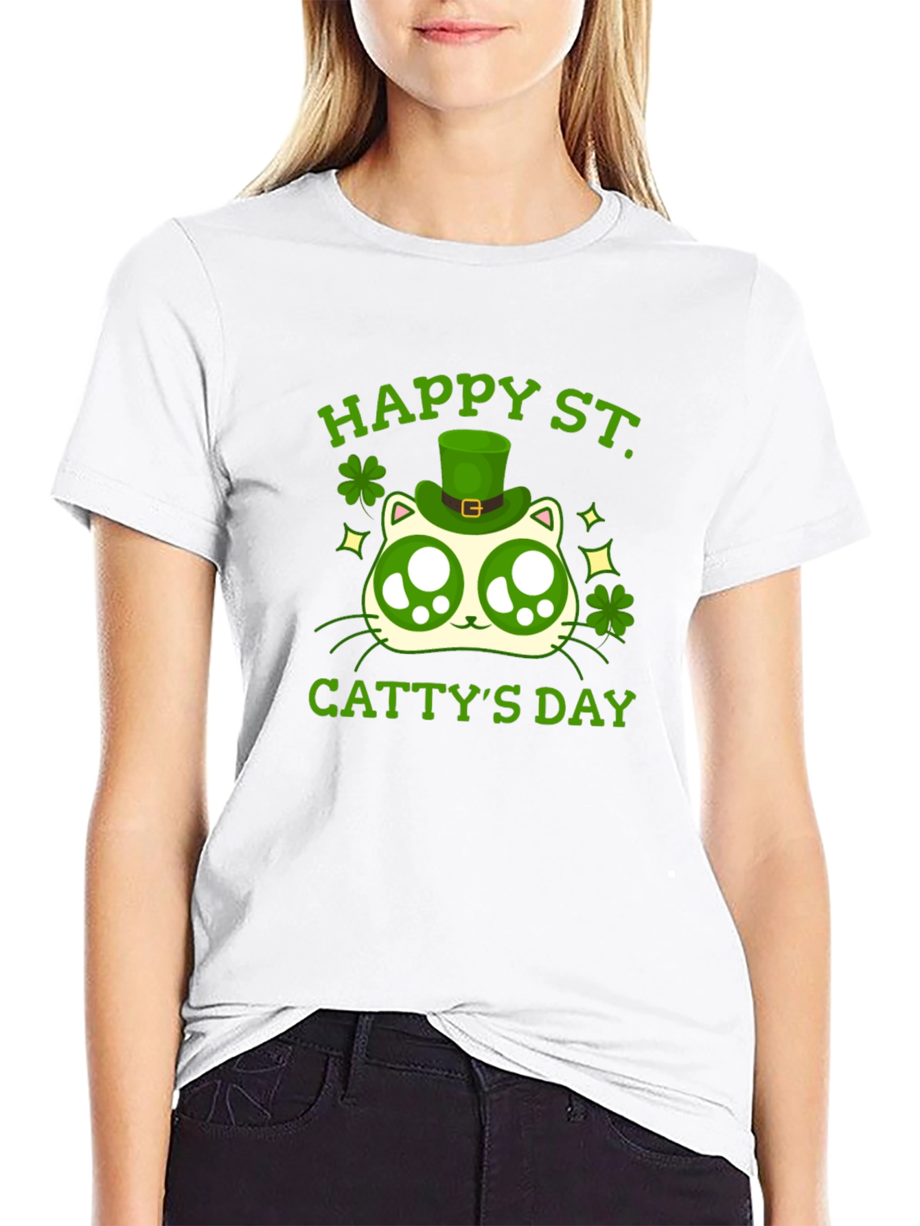 Happy St. Cattys Day Black T-Shirt